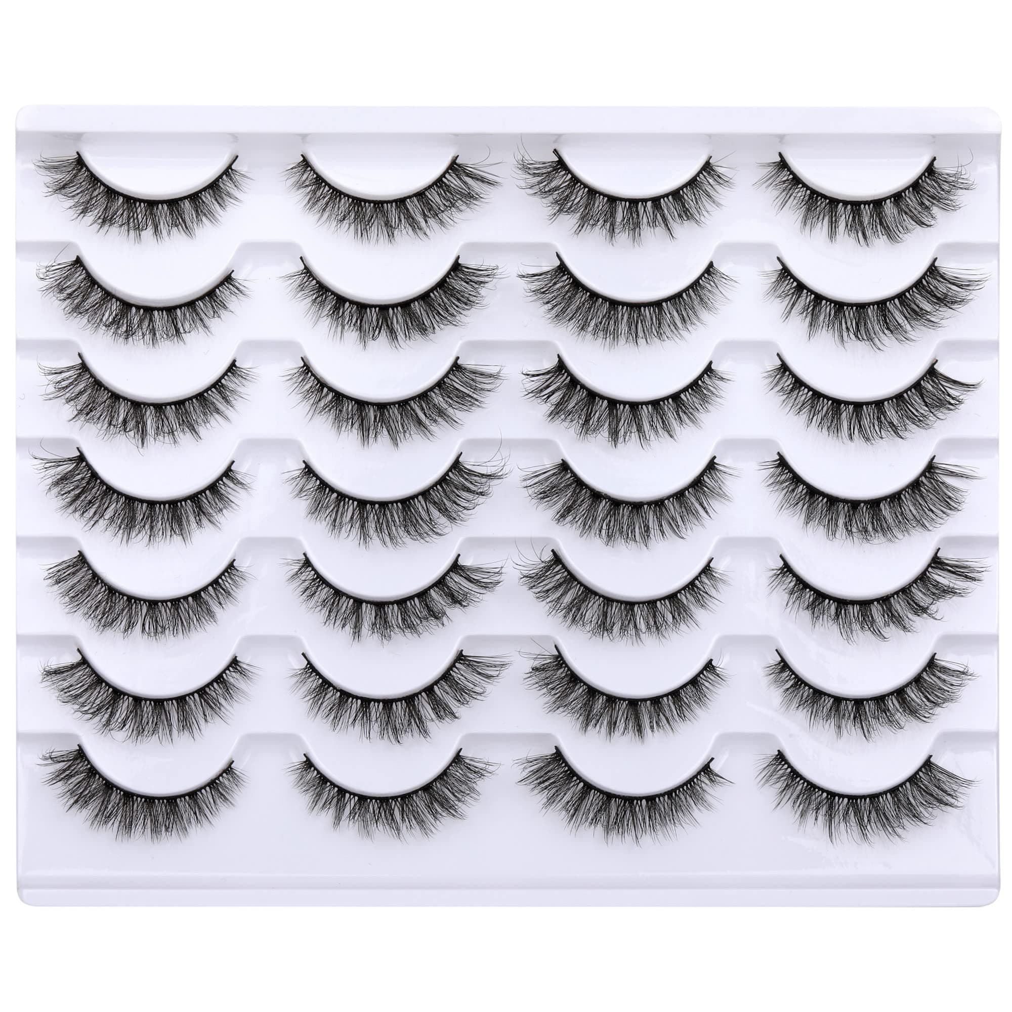 Newcally Cat Eye Lashes Natural Look False Eyelashes Short Wispy 3D Volume Fake Eye Lashes Pack 14 Pairs