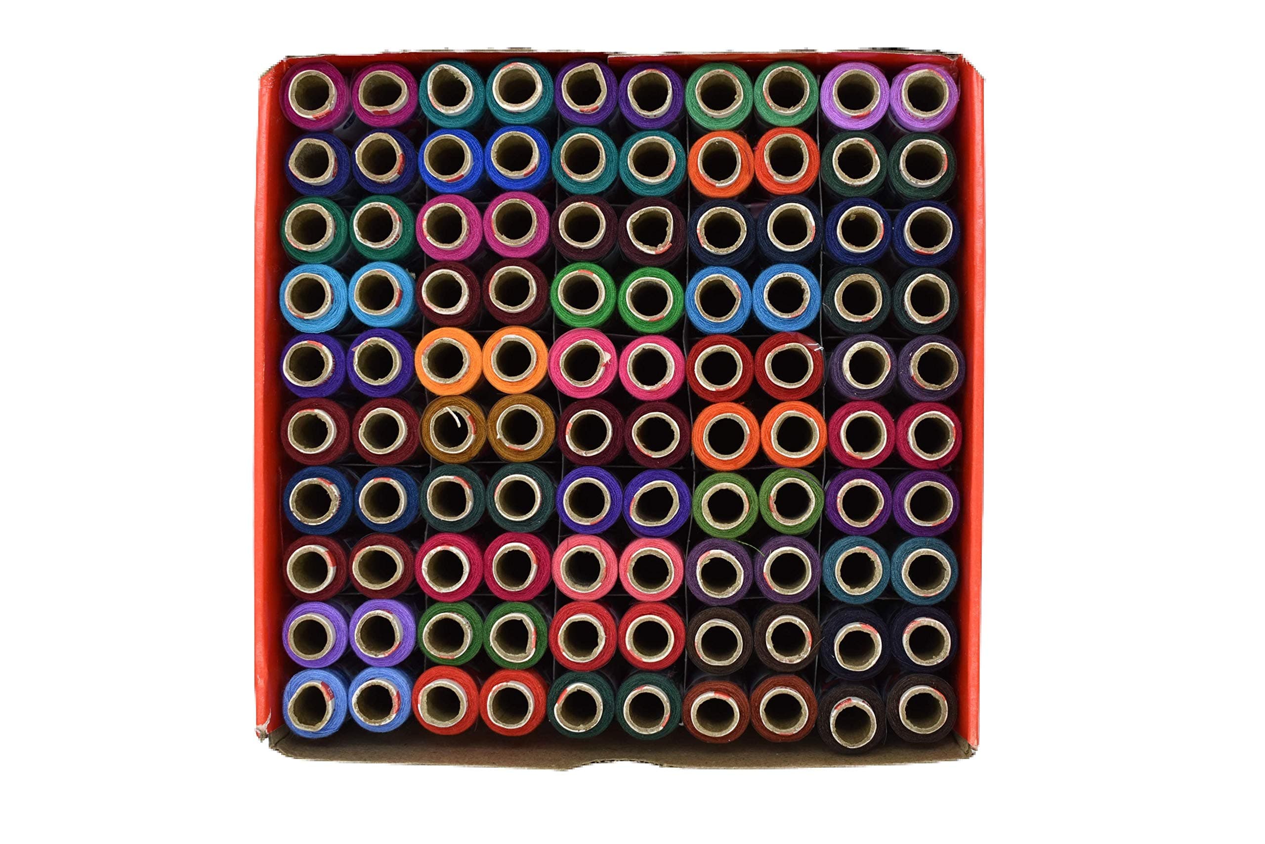 HUNNY- BUNCH Premium Madura Coats Spade Poly - Polyester Sewing and Tailoring Thread 2 Ply (180 Meters of Each Tube - 100 Tubes Per Box) Multicolored (2005L)