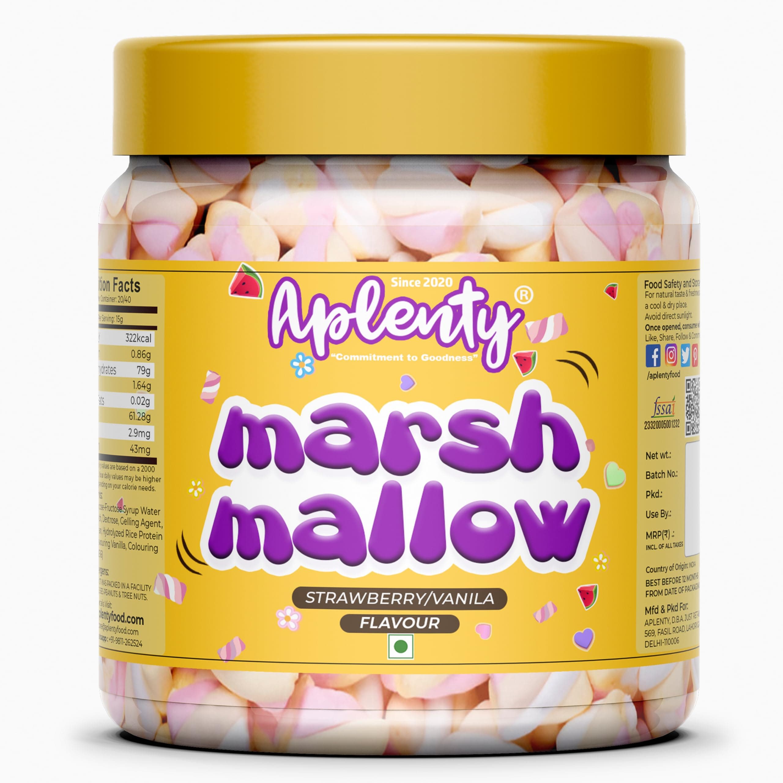 Aplenty Vegan Twist Marshmallows Candy - 175 Gms (80 Pieces) ~ Assorted Fruit Flavour ~ Pure Veg Twisted Shape Marshmallow
