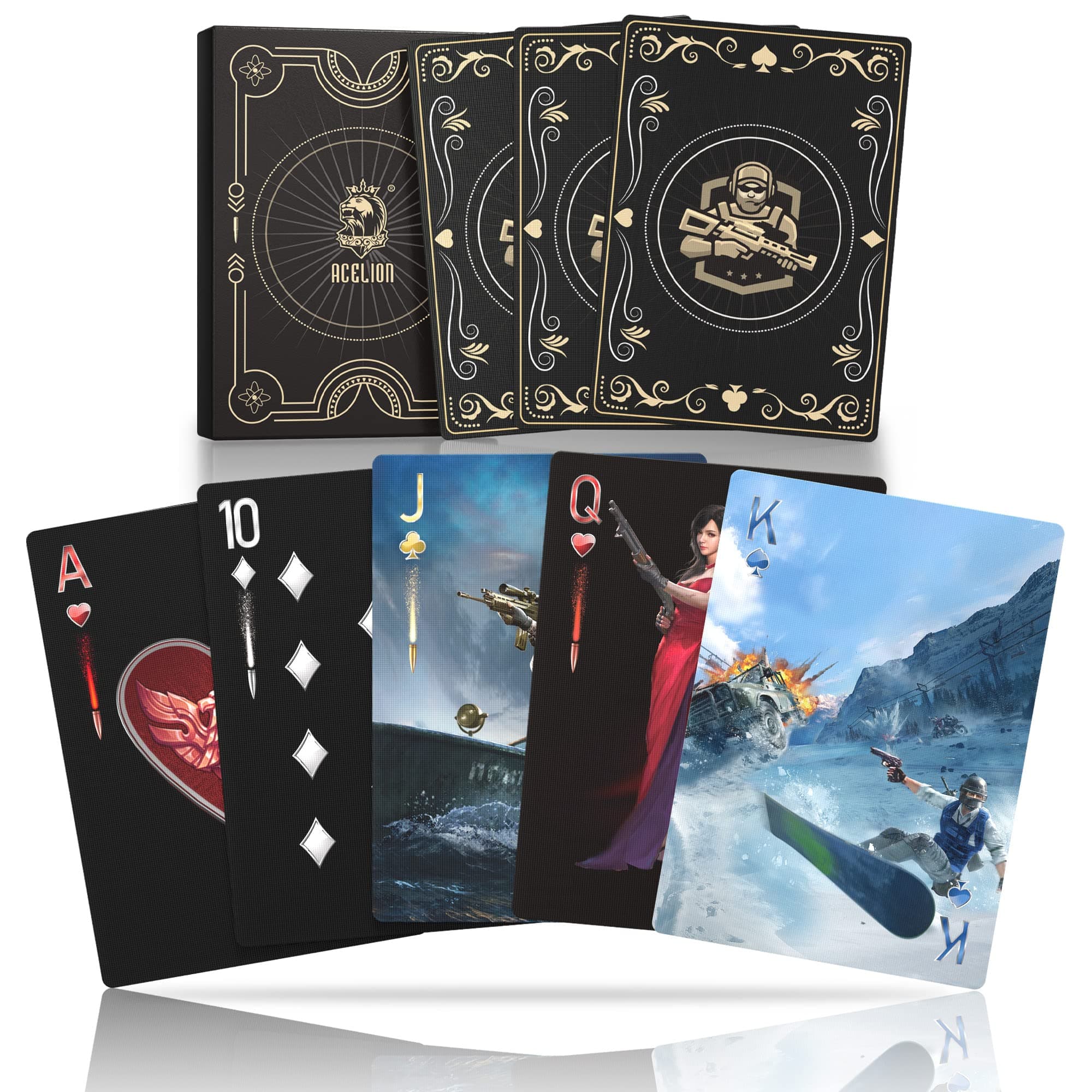 WJPC Warrior Paper Playing Cards with Gift Box, Deck of Cards, Poker Cards for Adults Party Game, Indoor, Outdoor