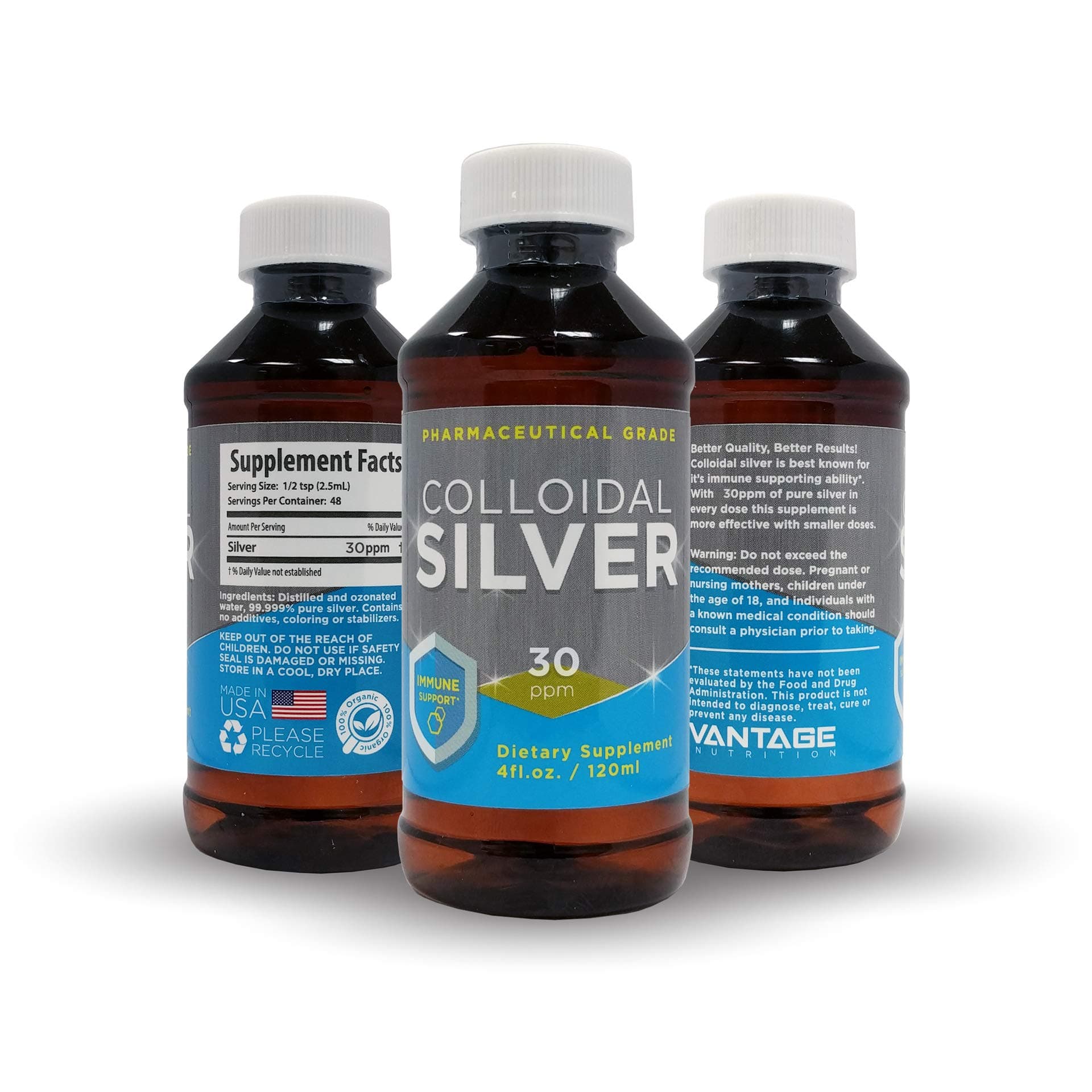 Pure Colloidal Silver and Organic Mineral Supplement - True Liquid Colloidal Silver Best Natural Immune Booster, Natural Thyroid Support Supplement, Joint Health, Immune Support Supplement