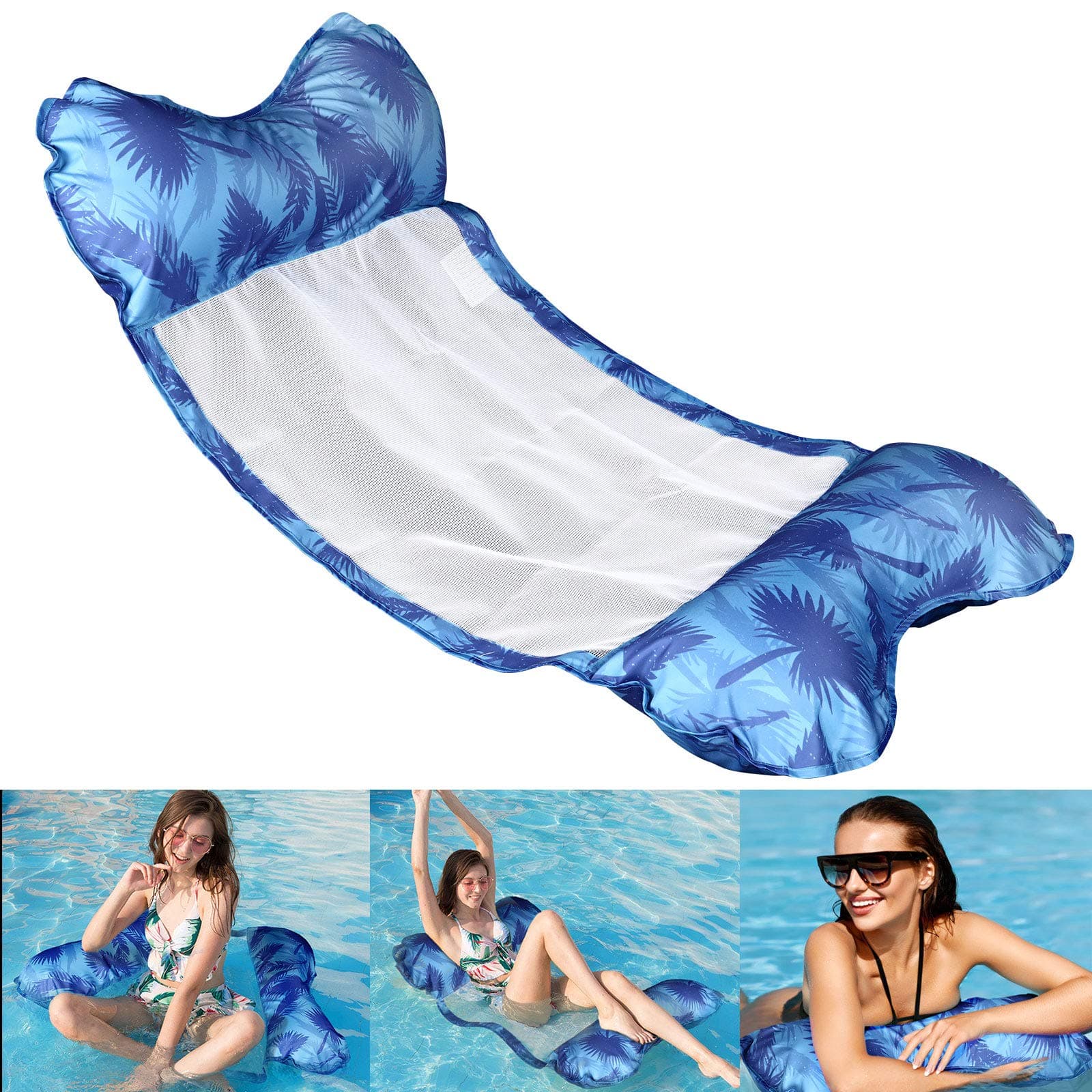 Aiglam Water Hammock, Pool Hammock 4-in-1 Pool Lounge Float Portable Hammock Inflatable Hammock Pool Beach Floating Recliner for Adult (Upgraded)