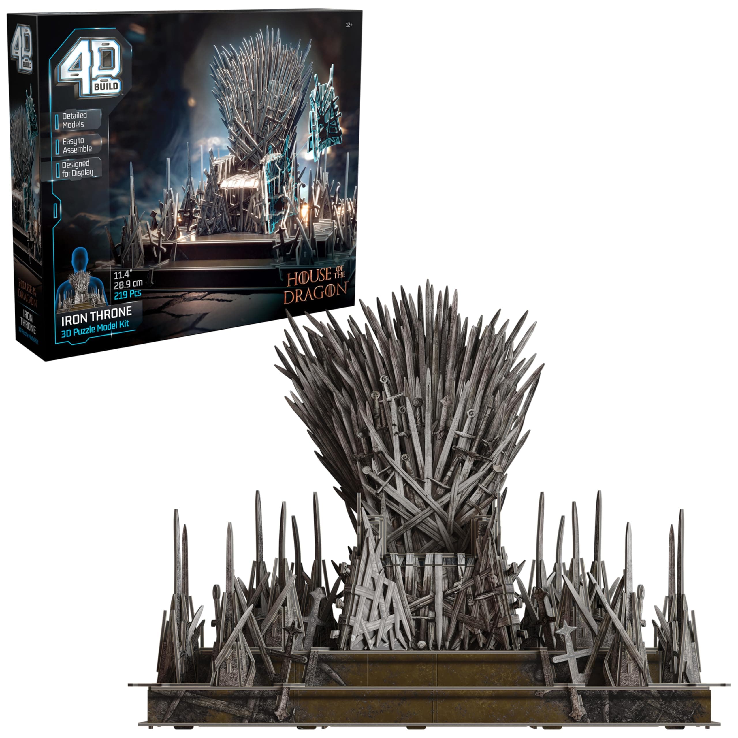 Game of Thrones Iron Throne 3D Model Kit, GOT Collectibles & Desk Décor, Adult Puzzles for Fantasy Book GOT Fans, 3D Puzzles for Adults & Teens, 219 Pieces, for Ages 12 & Up