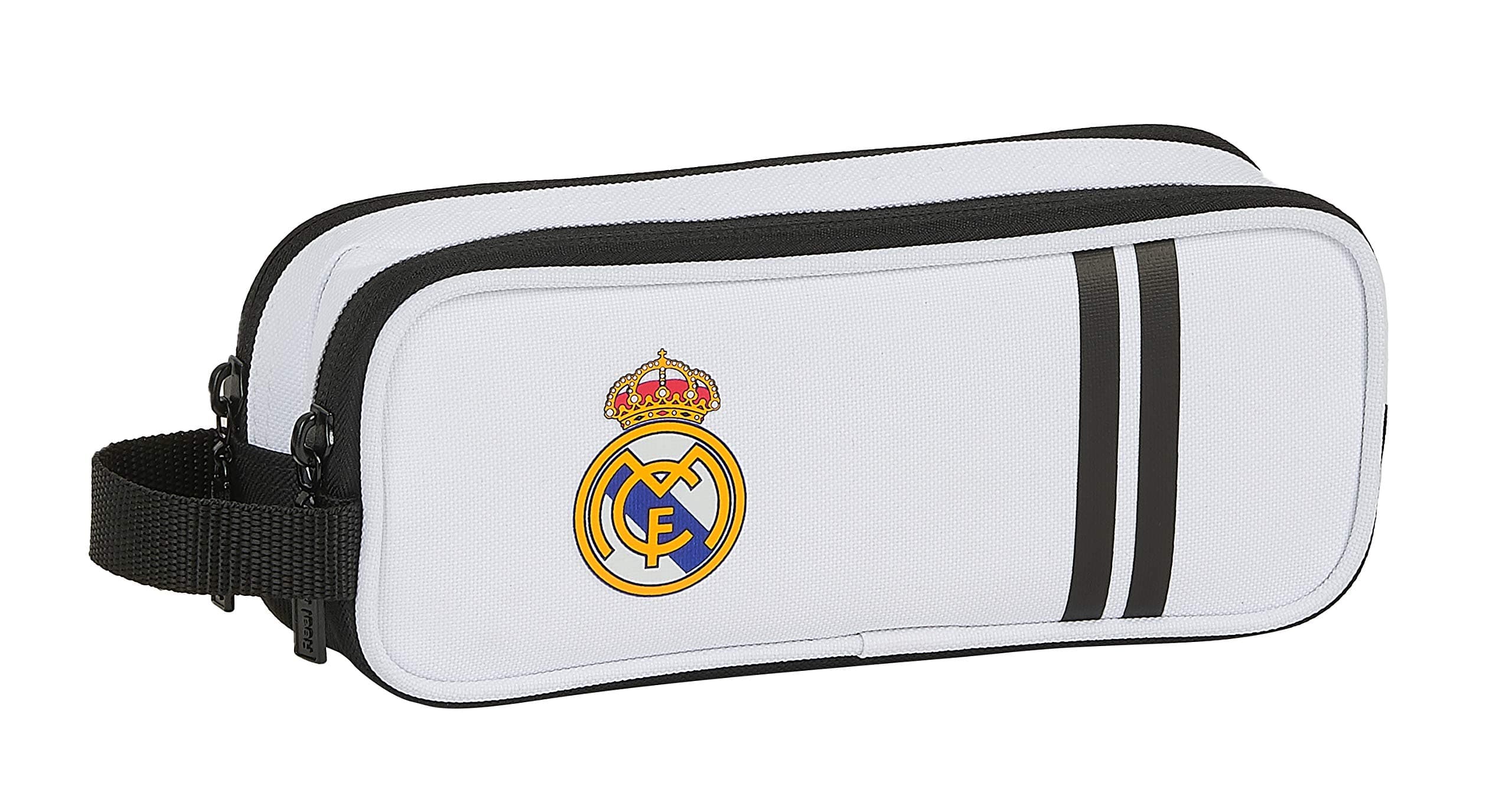 Real Madrid 1st Kit Shoulder Bag with Outer Pocket 20/21, Black White, 210x60x80 mm, Double Pencil case