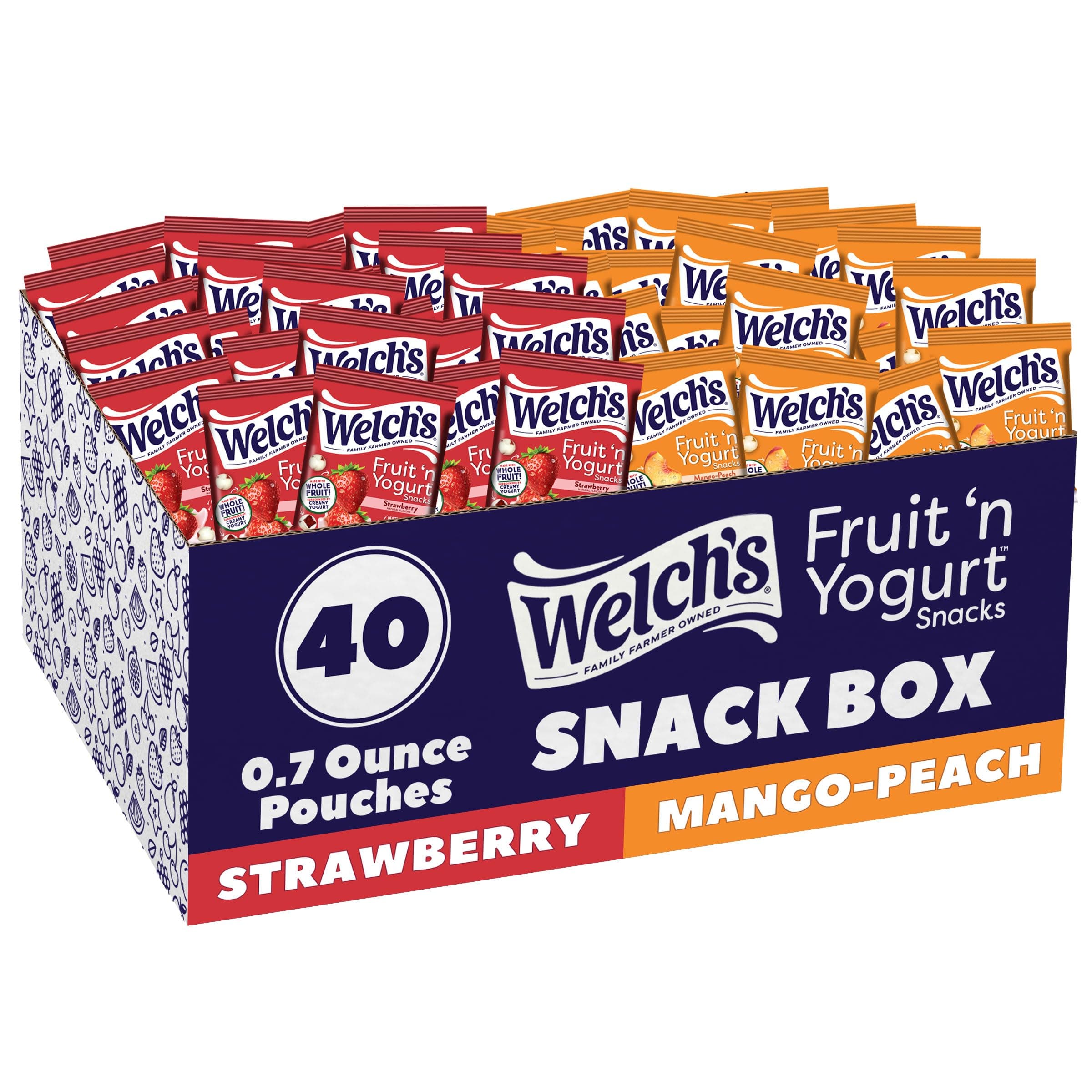 Welch's Fruit Snacks, Fruit 'n Yogurt Variety Pack, Strawberry, Mango Peach, ...
