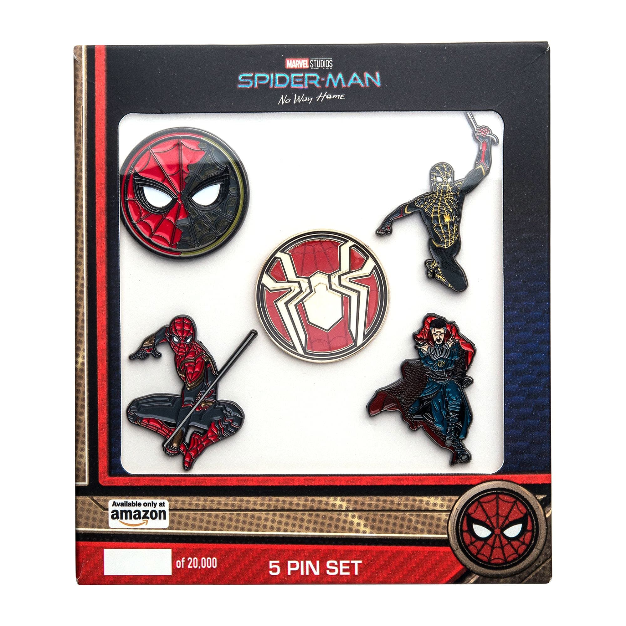 Studios: Spider-Man "No Way Home" Metal-based and Enamel 5 Lapel Pin Set Comes in an Officially Licensed Box (Amazon Exclusive)