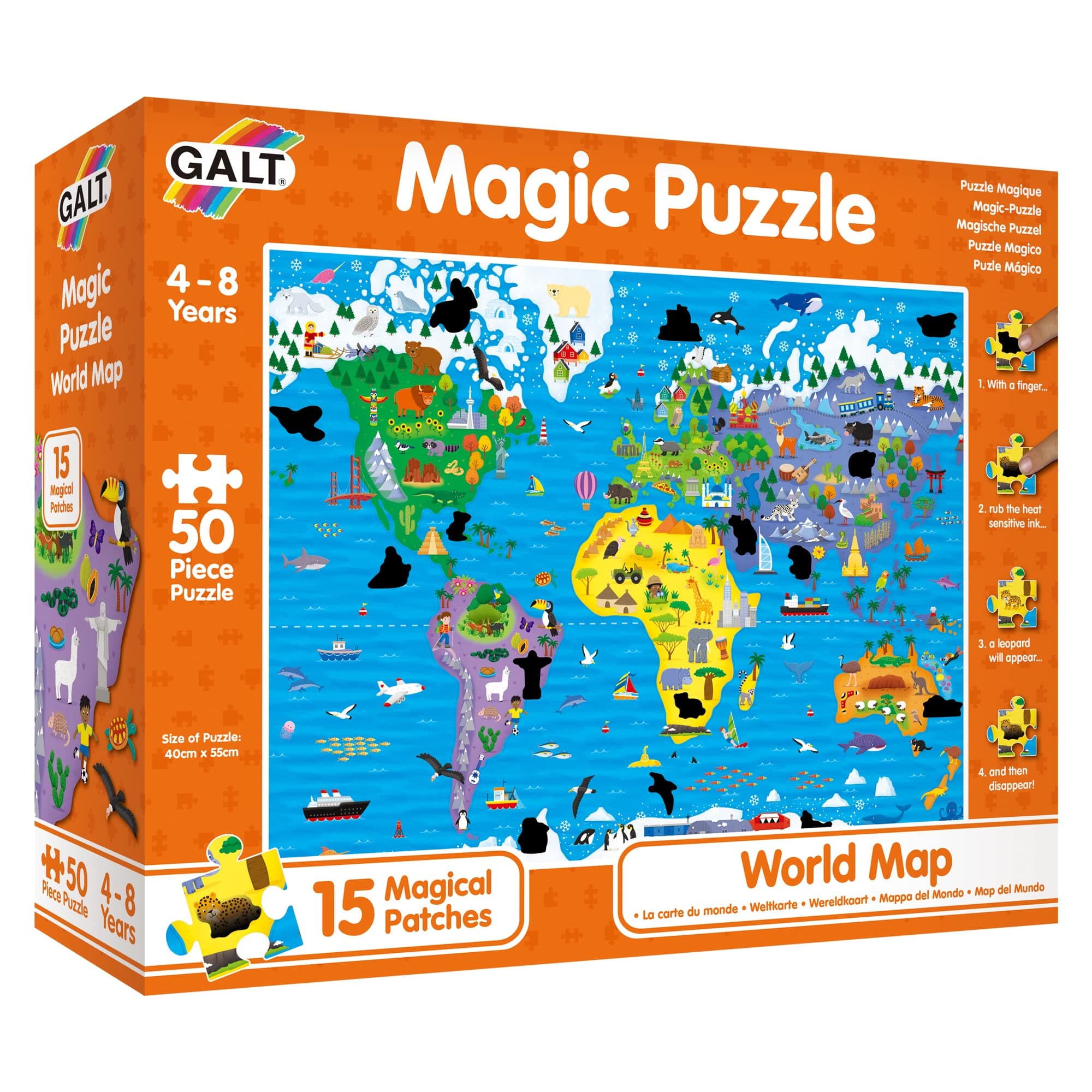 World Map 50 Piece Magic Childrens Jigsaw Puzzle