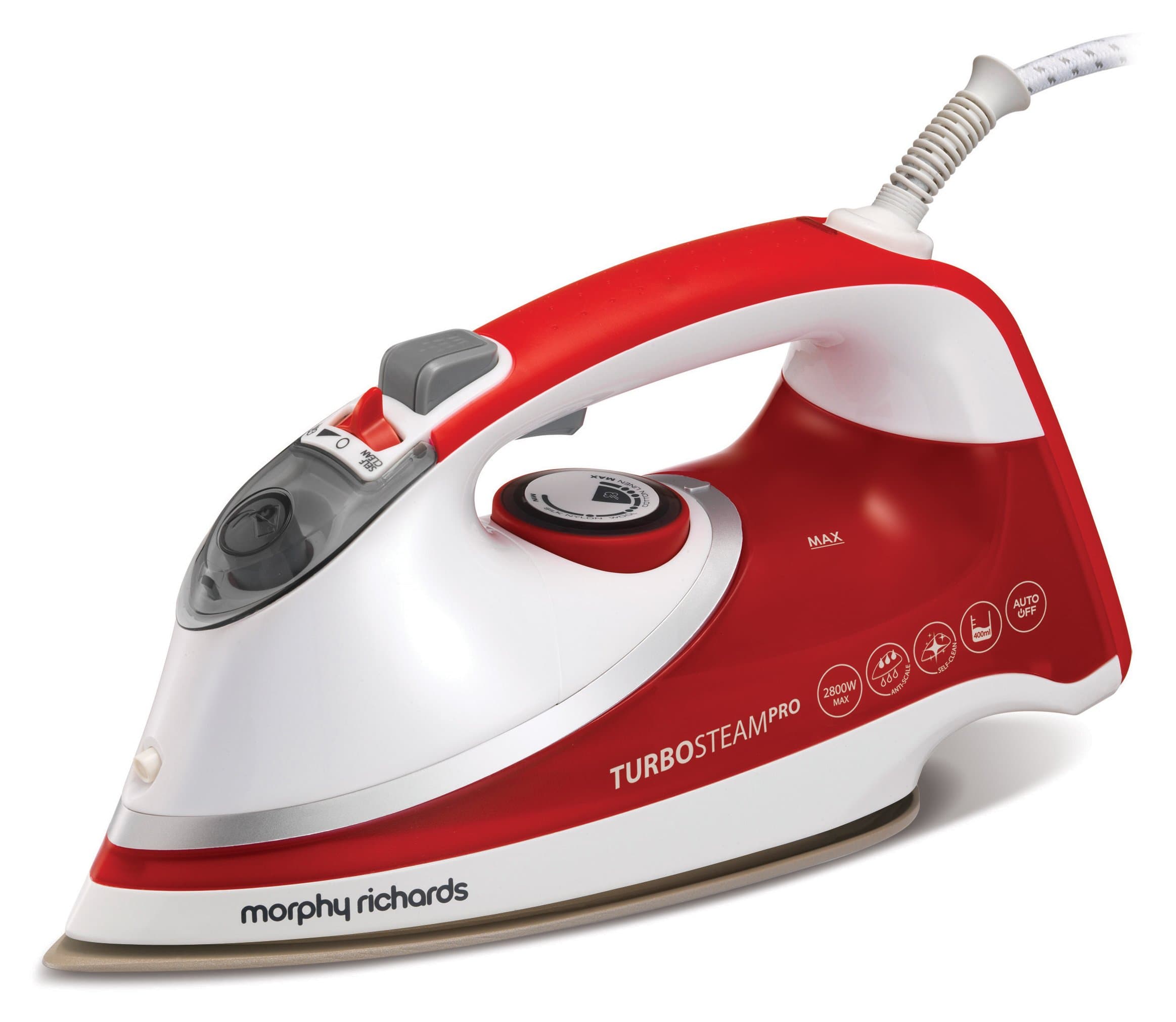 Morphy Richards turbo Steam pro Iron, White/Red, 303124