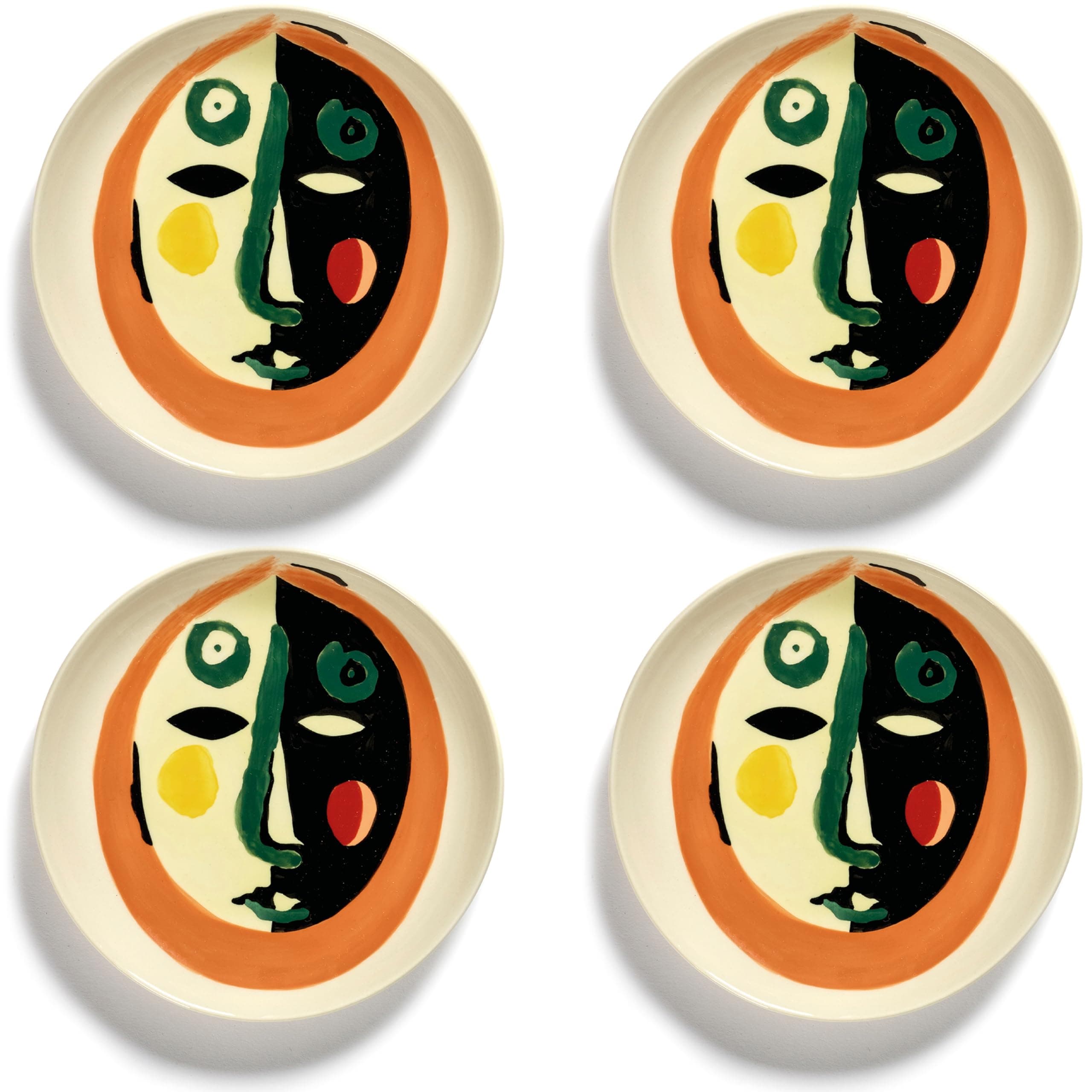 Serax Breakfast Plate | Feast Tableware by Ottolenghi | 4 Dessert Plates | Stoneware Dinnerware Set in Mixed Colors 1 | Luxury Dishware for Dinner at Home, Party | Kitchen Sets