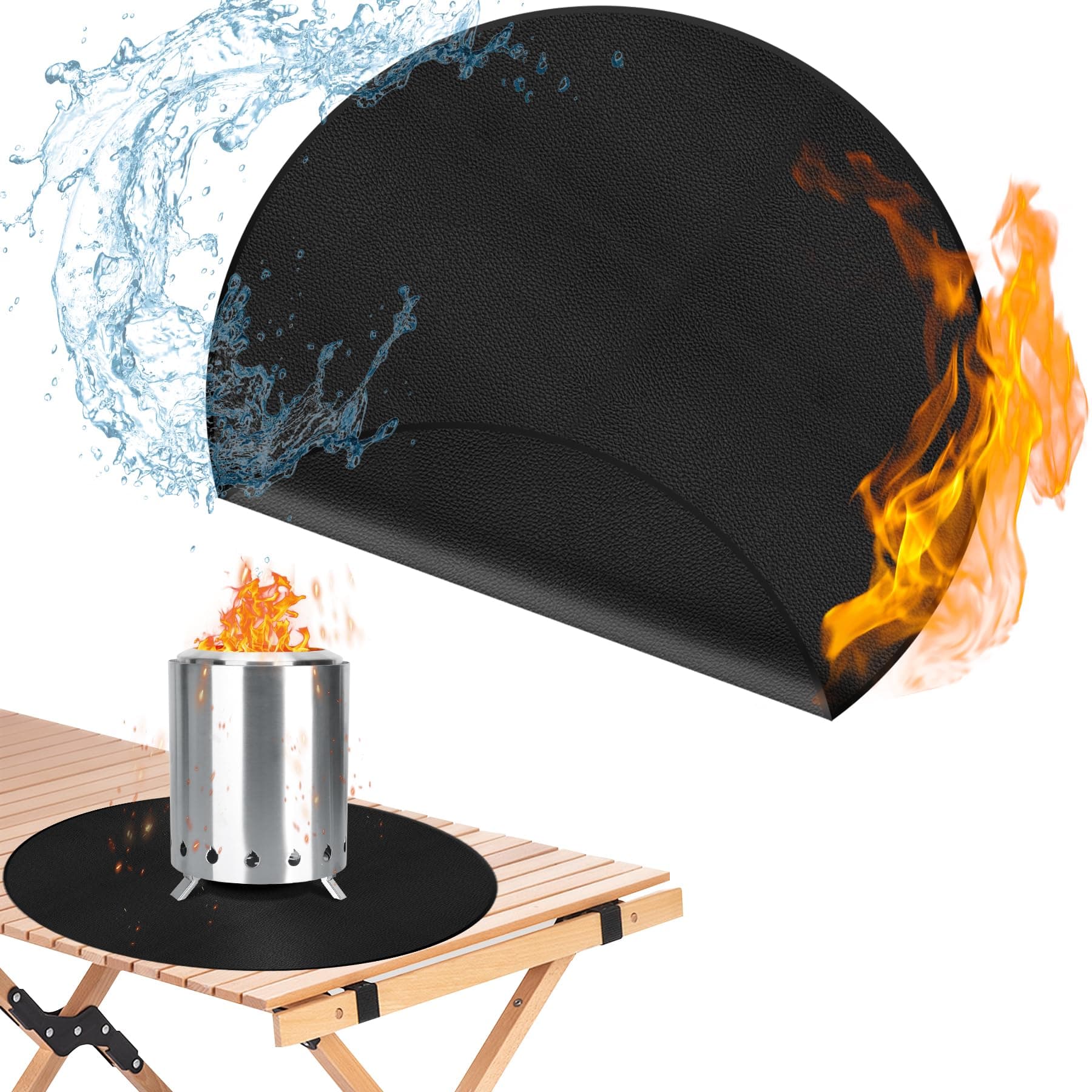 20" Tabletop Fire Pit Mat for Solo Stove Mesa XL, Easy Clean Small BBQ Mat for Outdoor BBQ, Reusable Waterproof Pad, Three-Layer Fireproof and Heat-Resistant Barbecue Mat for Tabletop Fire Pit