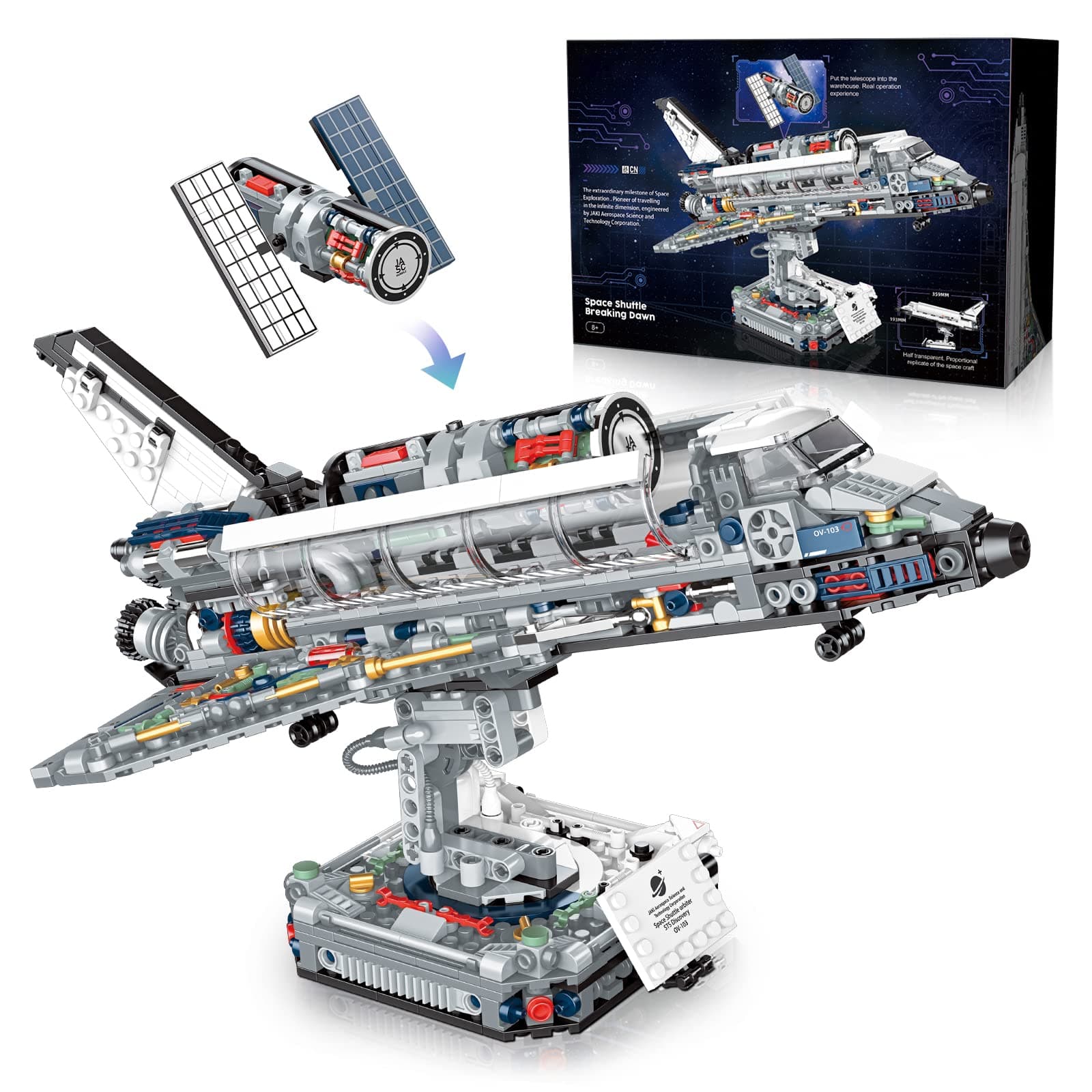 Space Shuttle Building Blocks Kits with Mars Rover, Creative Collectible Display Spaceship Model Building Sets, Gift Toy for Adult Collections Enthusiasts (954Pieces)