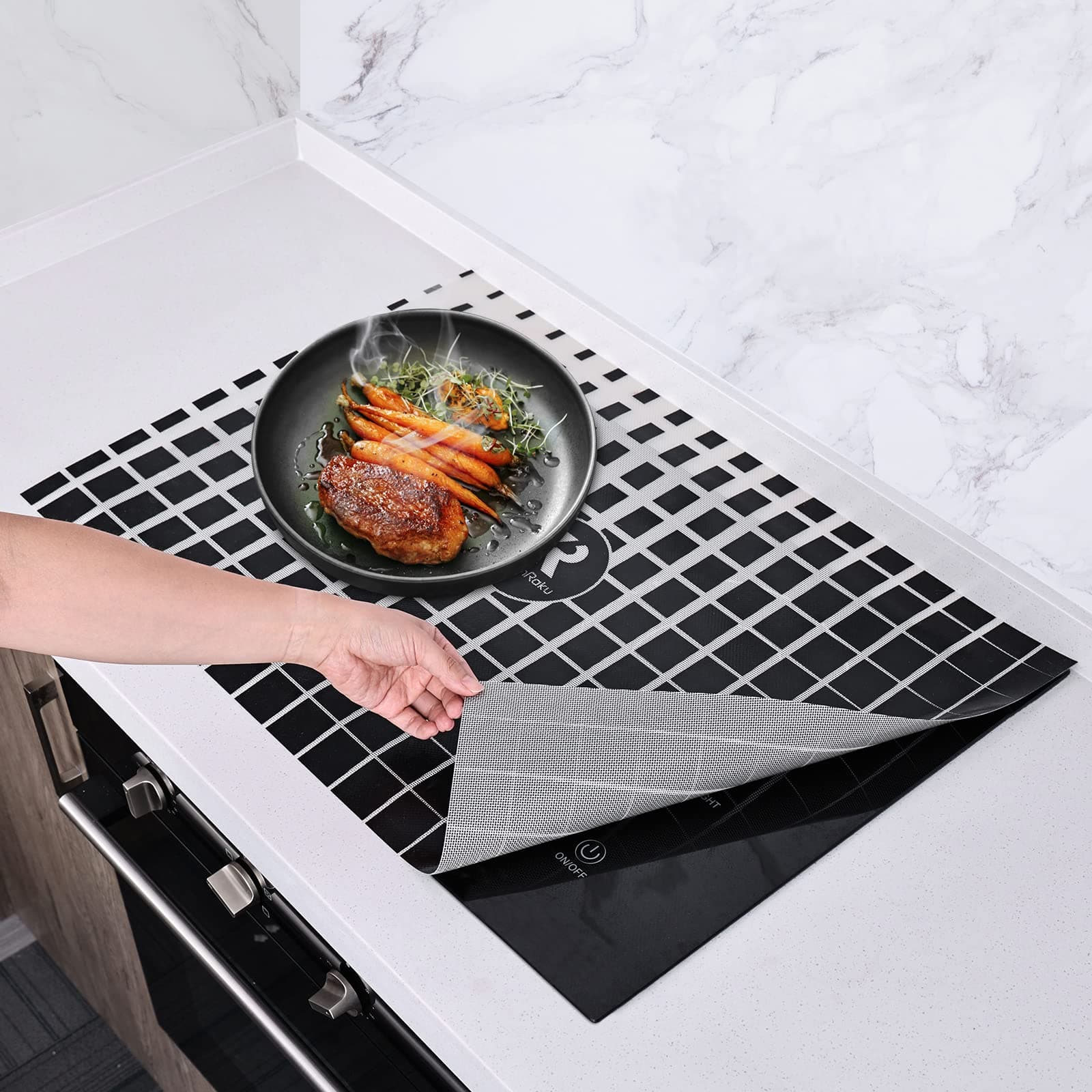 KitchenRaku Induction Hob Protective Mat, Silicone Induction Hob Protective Mat (Magnetic), Multifunctional Silicone Baking Mat