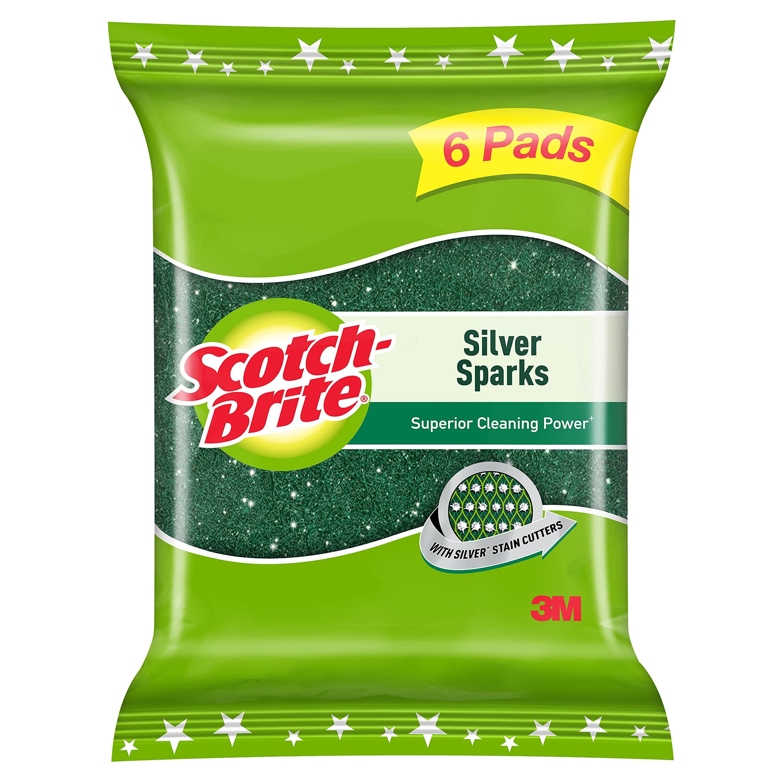 Silver Sparks Scrub Pad 2.75x4 (Pack of 6)
