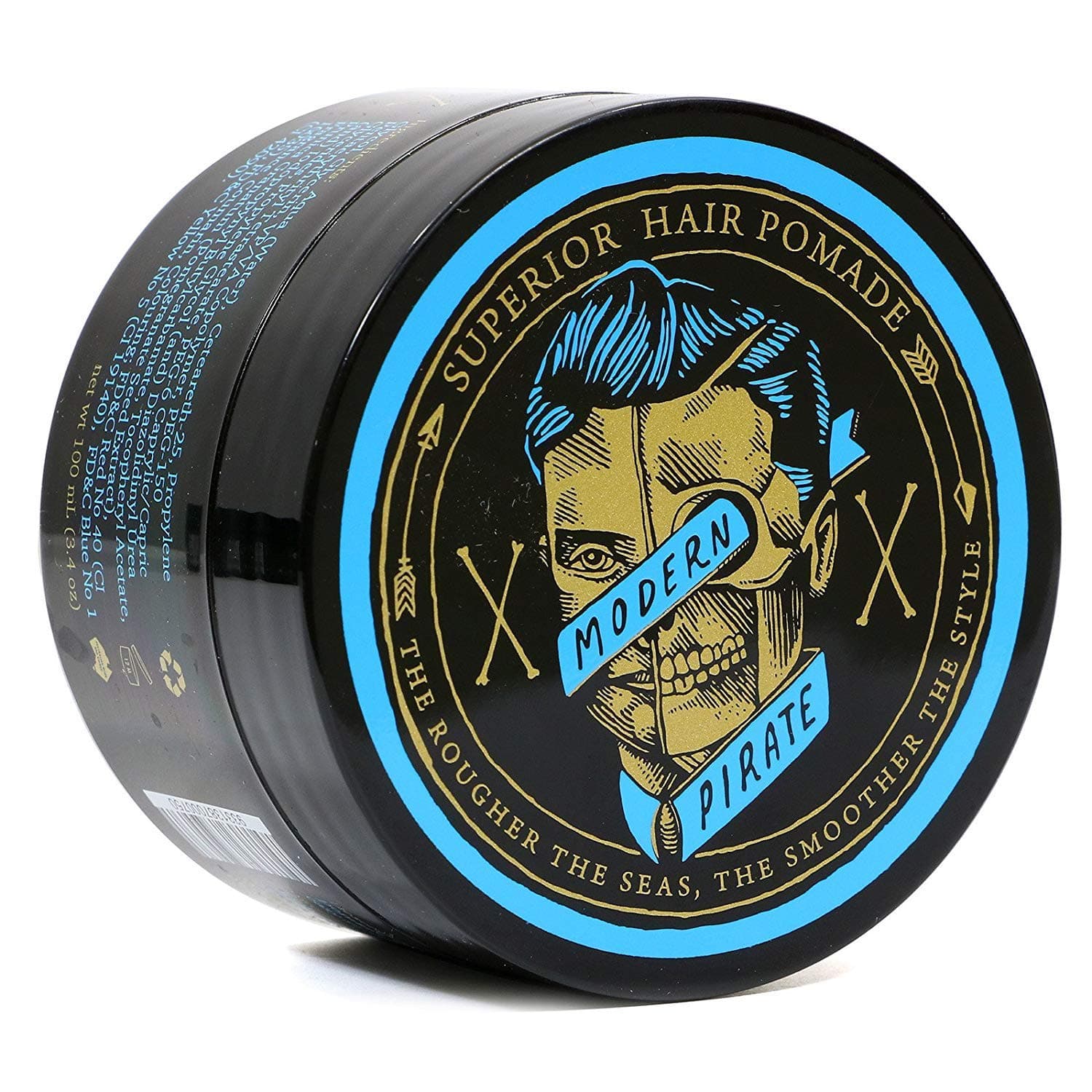 Modern Pirate Superior Hair Pomade 3.4 oz - Medium Strong Hold & Medium Shine - Water Soluble & Naturally Enhanced