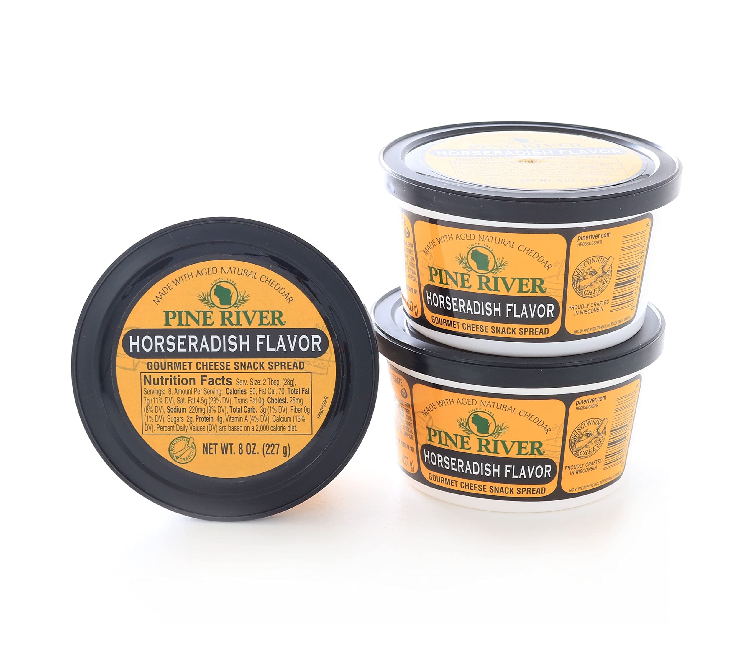 Cheese Spreads 3-Pack | (3) 8 oz Tubs | SHELF-STABLE Gourmet Wisconsin Pub Cheese Spread (Horseradish)