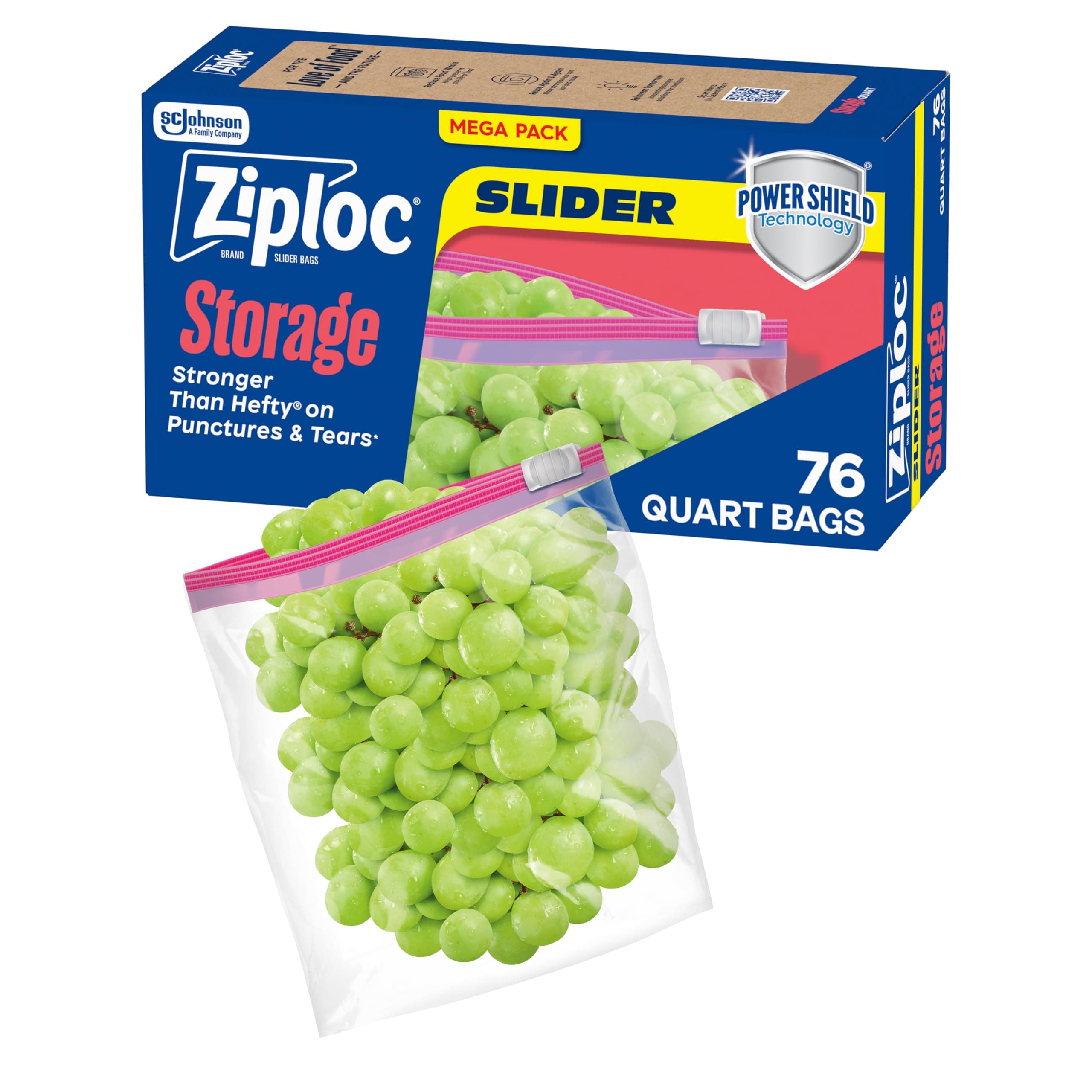 Ziploc Slider Storage Bag Quart, 76 Count (Pack of 9) by Ziploc