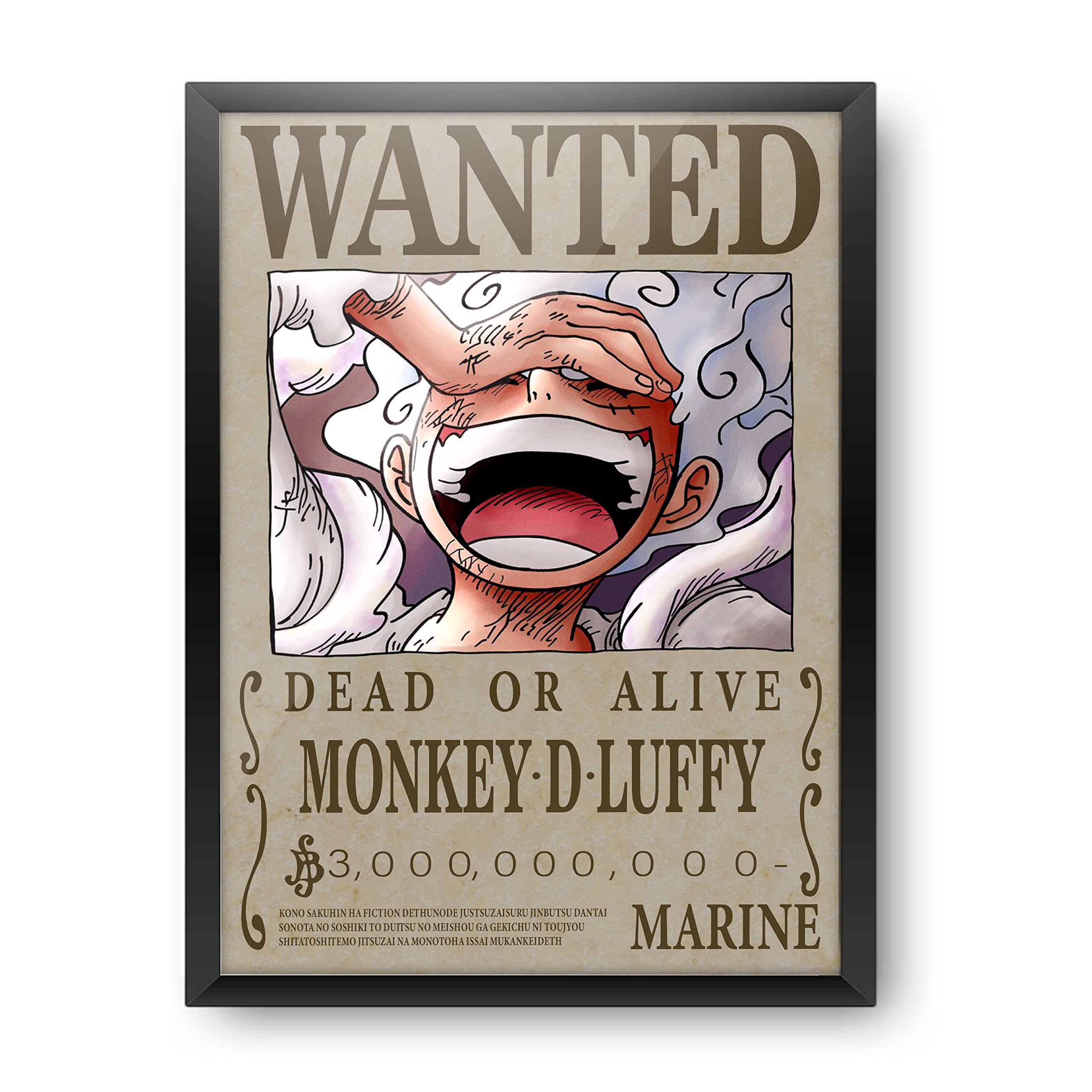 MCSID RAZZ - One Piece - New 3B. wanted Monkey D luffy Design A4 Size Poster (With Frame) - Best Gift For One Piece Fans/Best Artefact To Your Home & Decor/For Anime Fandom