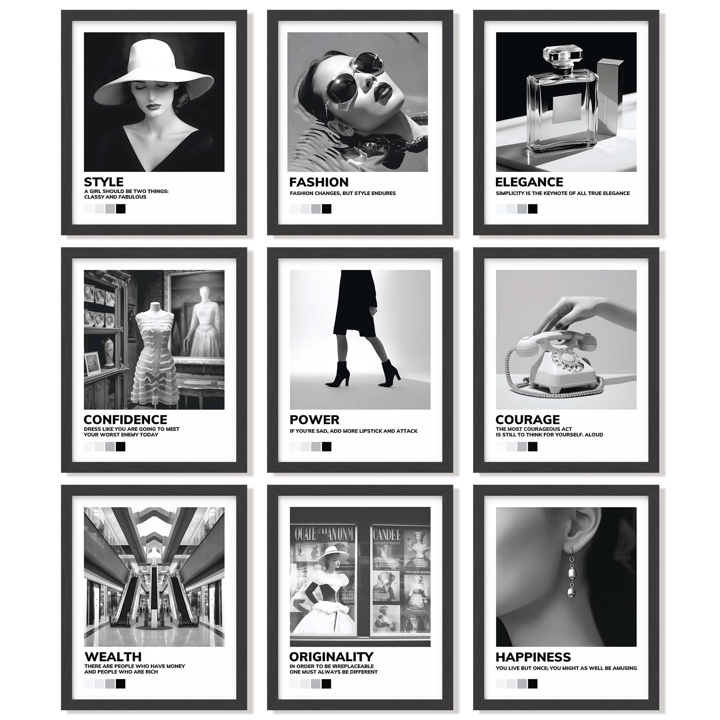 97 Decor Boujee Room Decor - Black And White Wall Art Posters, Black And White Pictures for Wall Decor, Vintage Fashion Prints Photos Artwork, Black Room Decorations for Women (8x10 UNFRAMED)