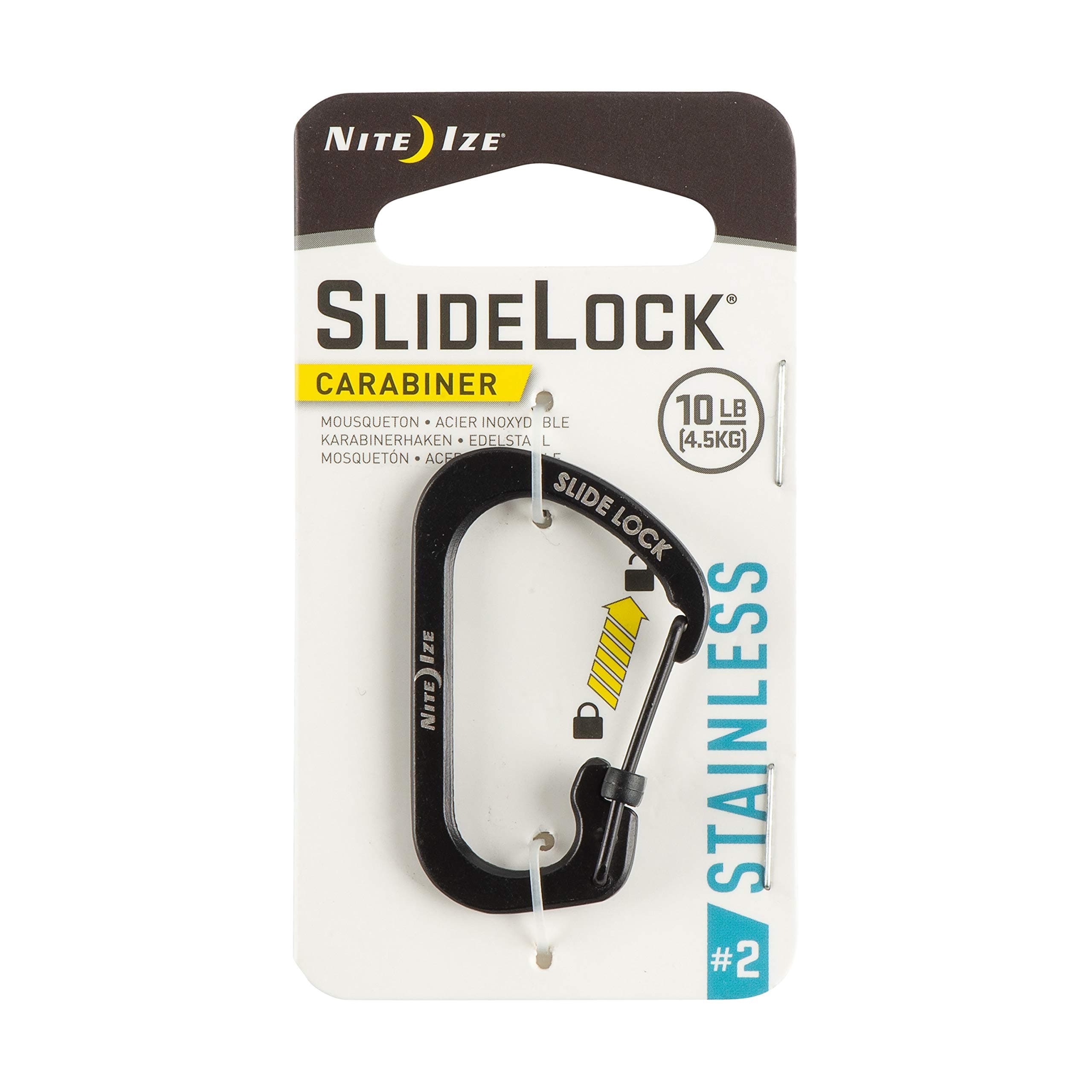 Locking Carabiner Clip, Black, 1-3/32 in