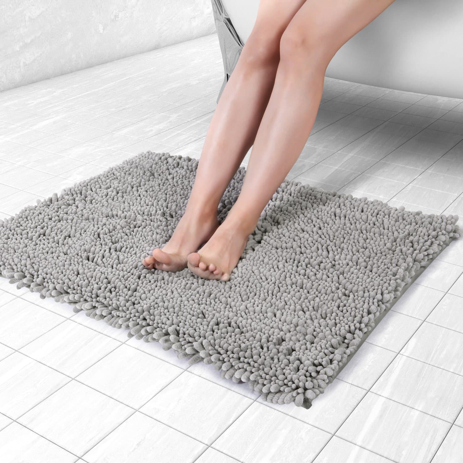 Norcho 80 x 50cm Bath Mat, Water Absorbent Soft Bath Rug with Non-slip Back, Machine Washable Shower Mat