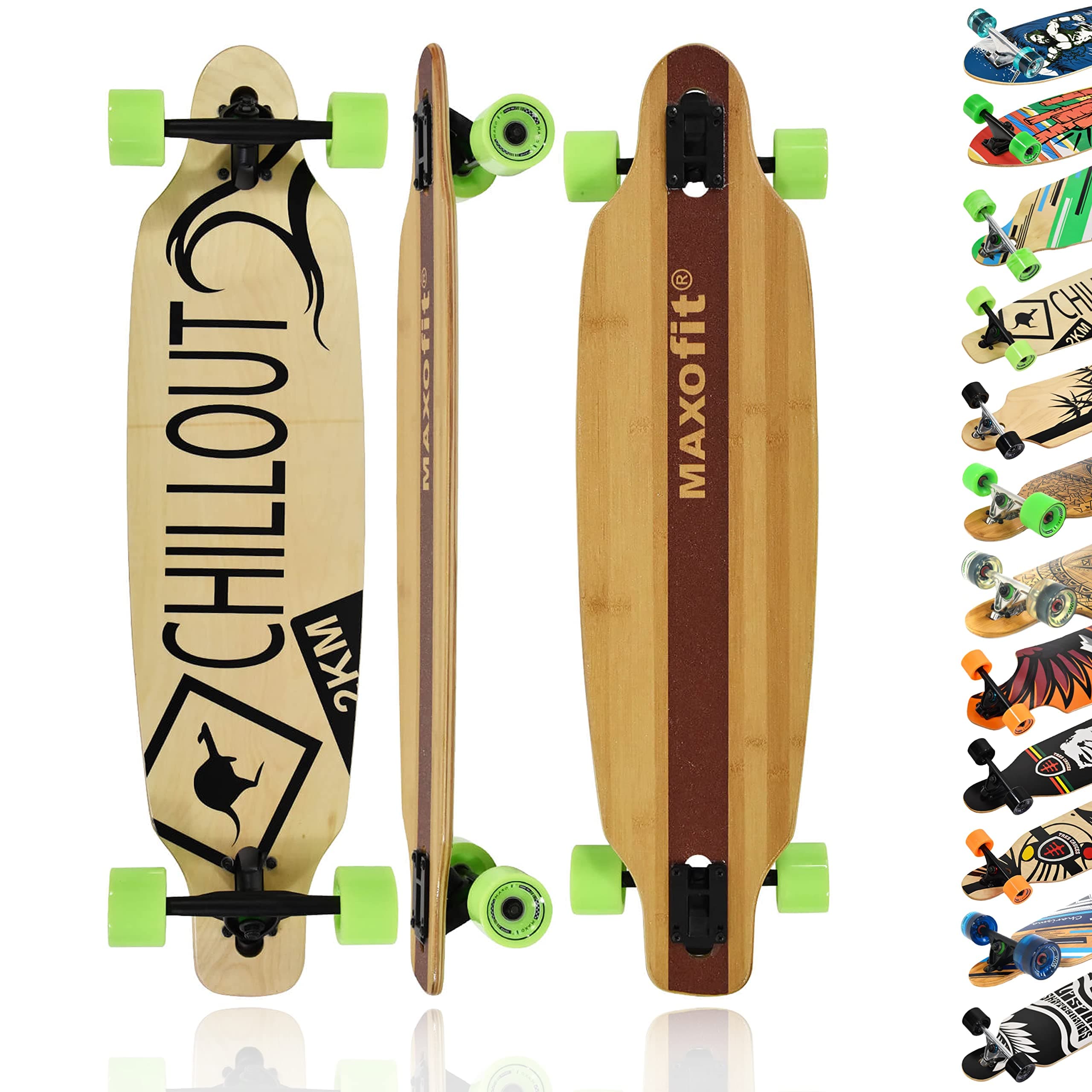MAXOfit® Deluxe Longboard Chillout No. 19, Drop Through, 103 cm, 9 layers, ABEC11