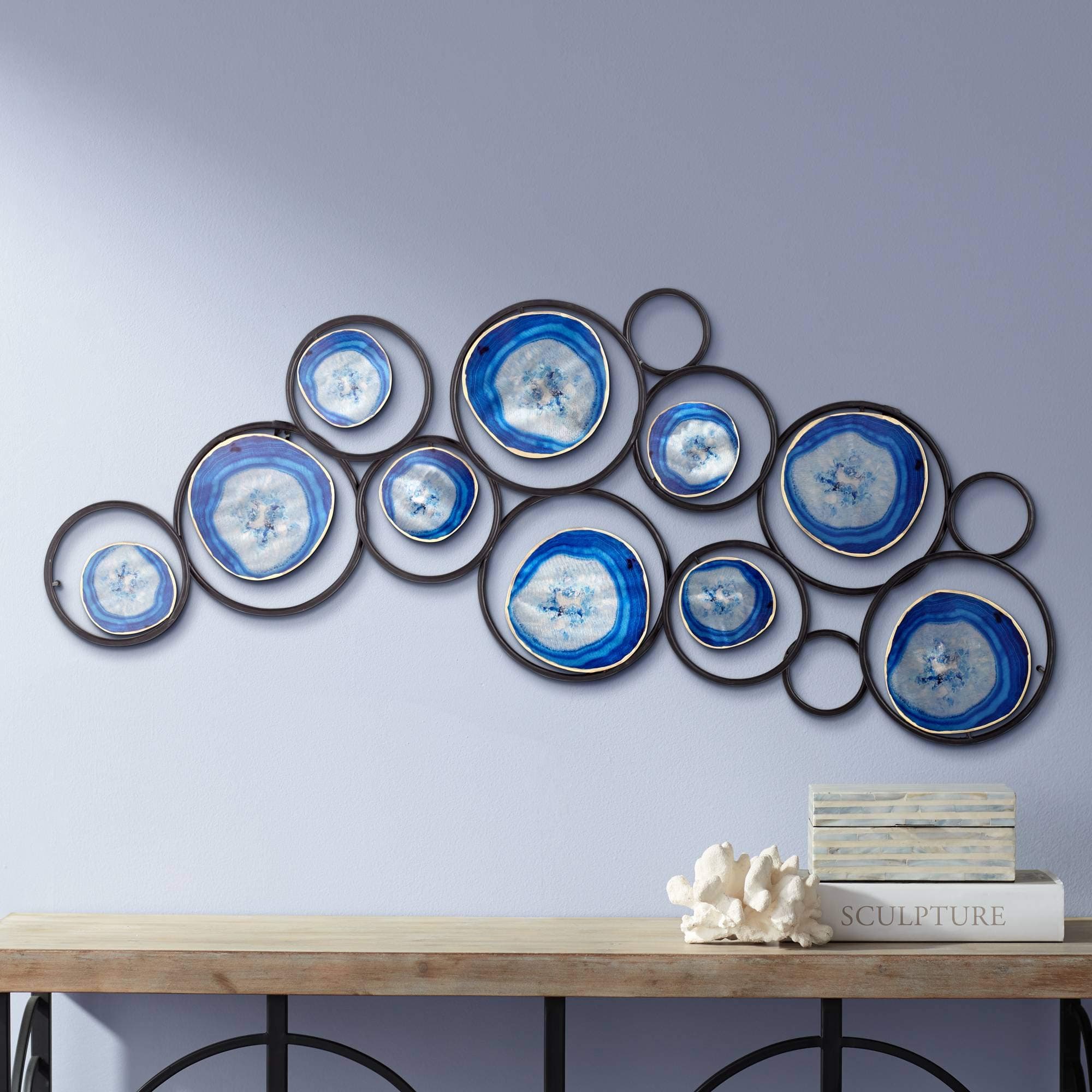 Newhill Designs Blue Agate 42" Wide Metal Wall Art