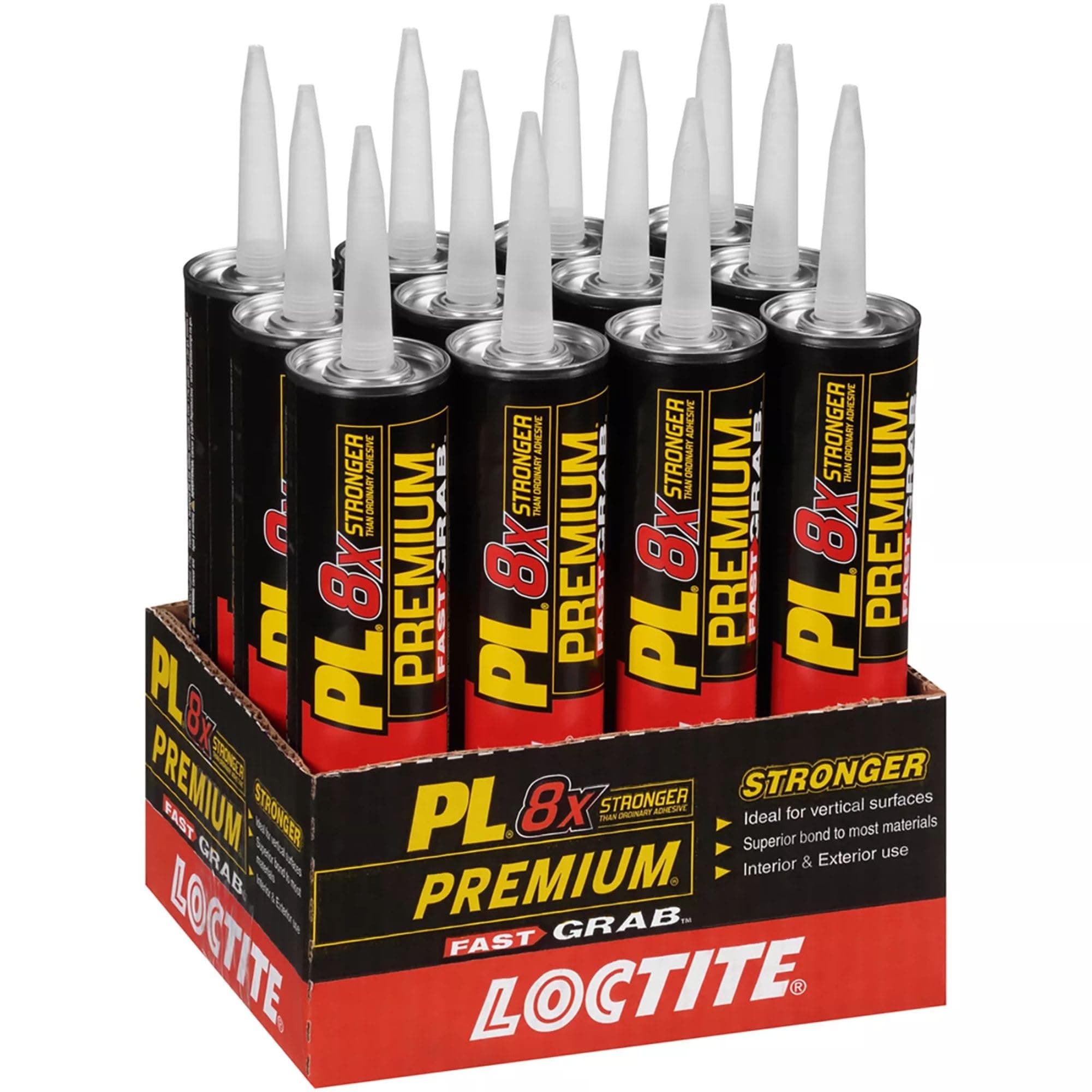 PL Premium Fast Grab Polyurethane Construction Adhesive, 10 fl oz Cartridge, 12 Pack