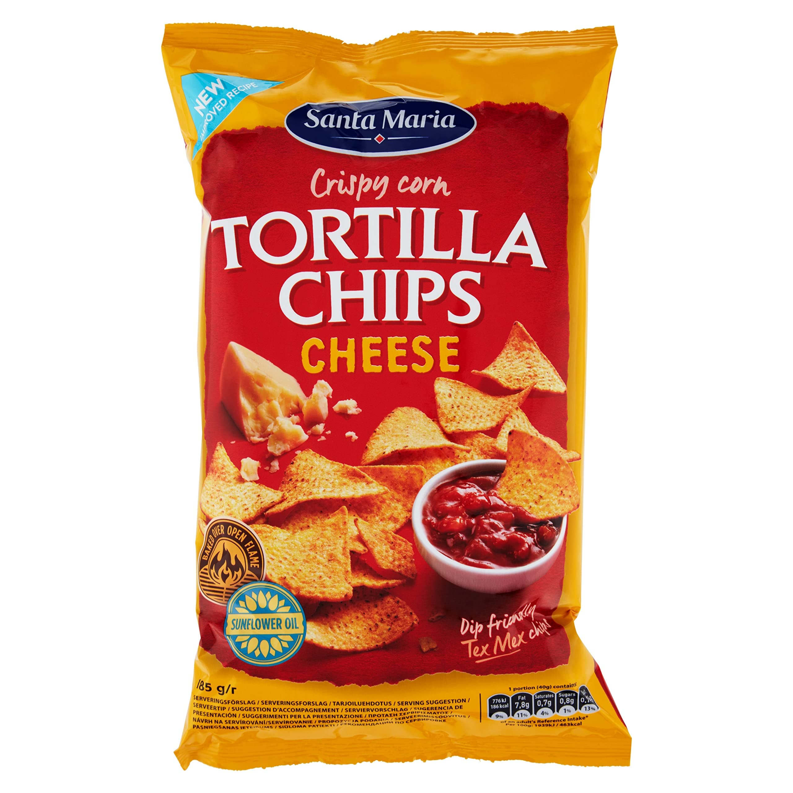 Santa Maria Nacho Cheese Chips | | Crispy Corn Tortilla Chips Cheese | Total Weight 185 Grams