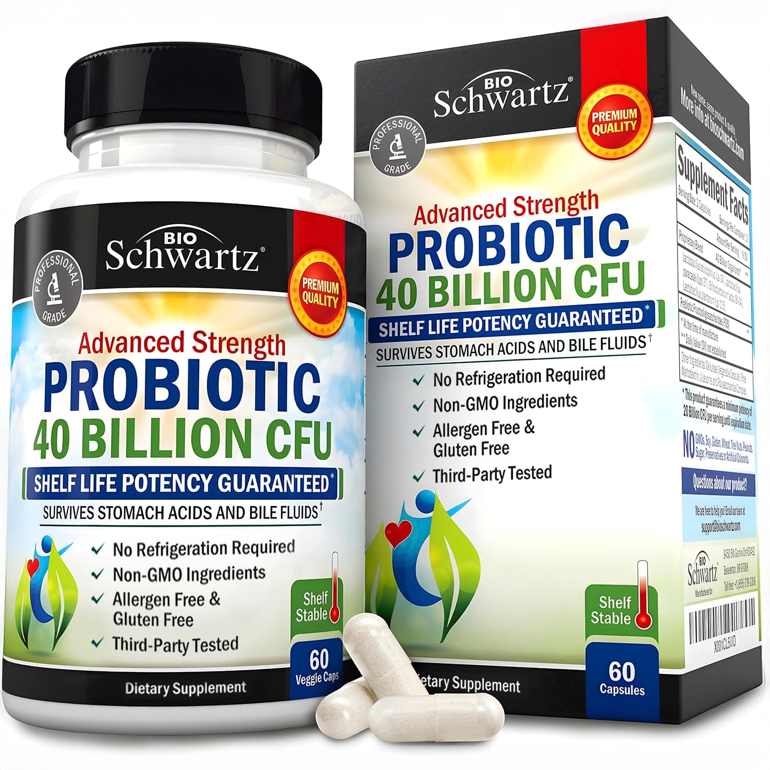 BioSchwartz, Advanced Strength Probiotic - 40 Billion Cfu (60 Capsules)