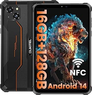 OUKITEL RT3 PRO Rugged Tablet Android 14, 16GB+128GB/1TB Tablets, 8 Inch Tablet with 5150mAh, 4G Dual SIM, 2.4G/5G WiFi, Octa-Core, 16MP Camera Portable Tablets, IP68/IP69K Waterproof/BT5.0/GPS/NFC