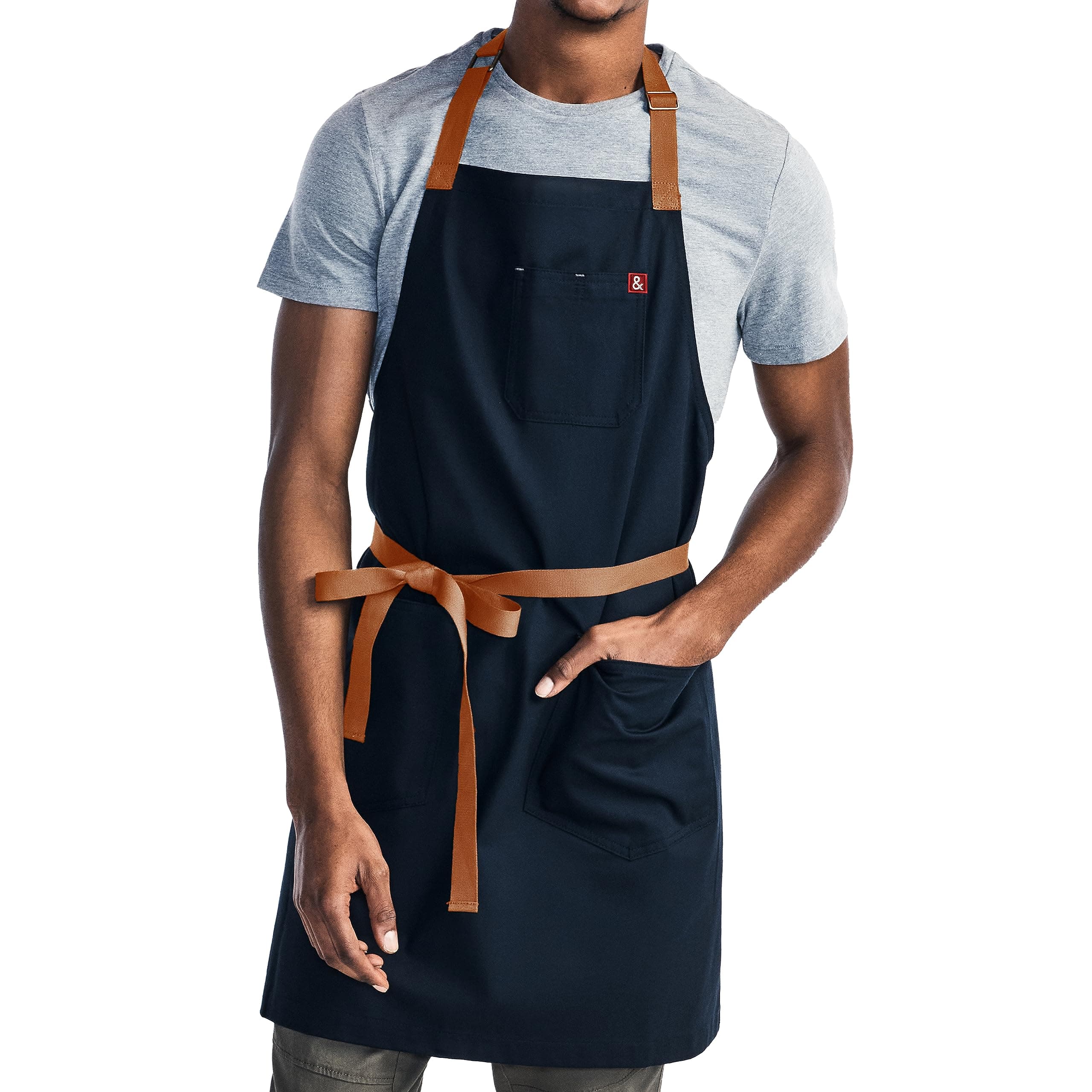 Hedley & Bennett Midnight Blue Essential Apron,Professional Chef Apron with Pockets and Adjustable Bib Strap for Cooking & Grilling,Kitchen Aprons for Men & Women, Midnight Blue, Default