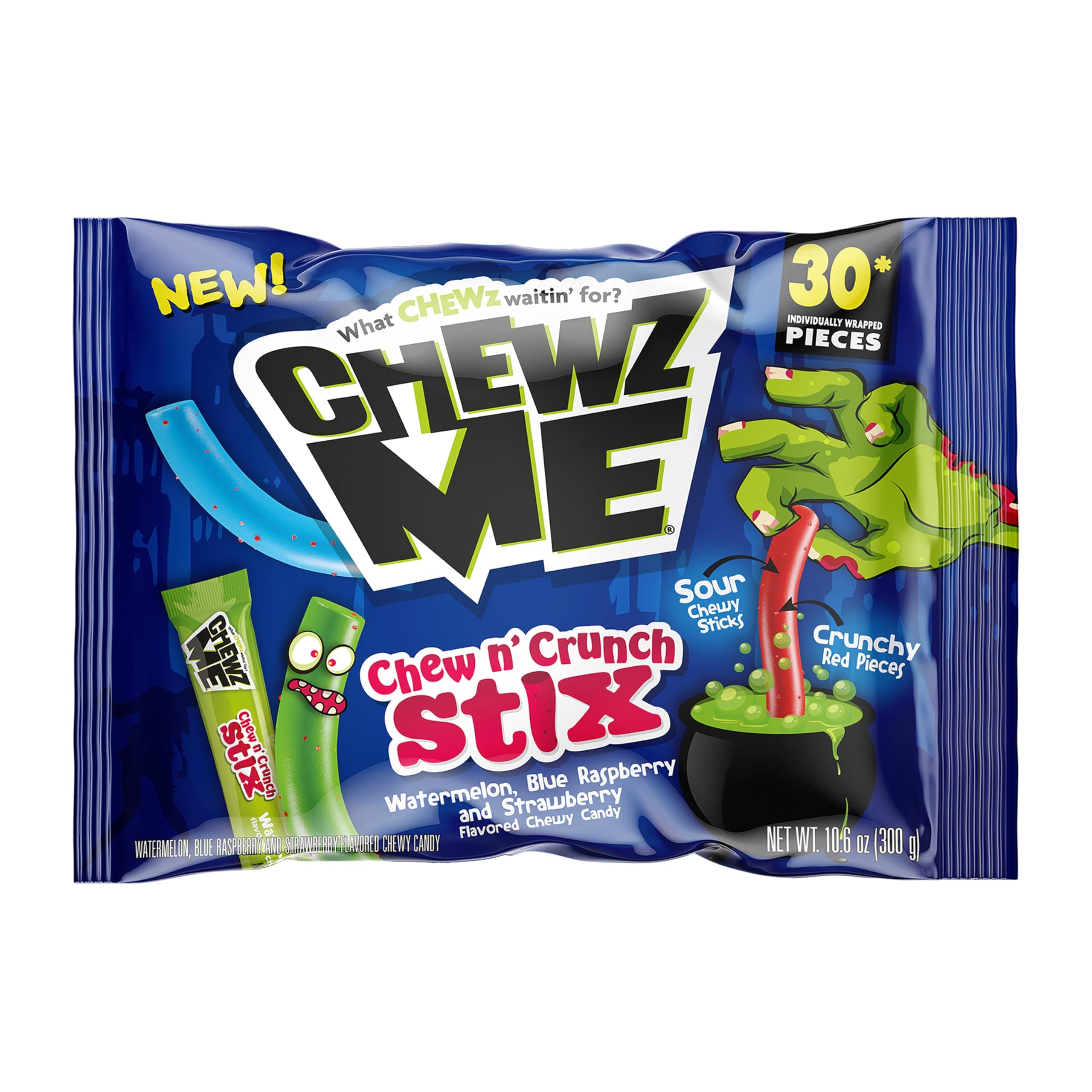 Colombina ChewzMe Chewy Stix, Fruit Chews Candy Straws, 30 Count (Pack of 1)