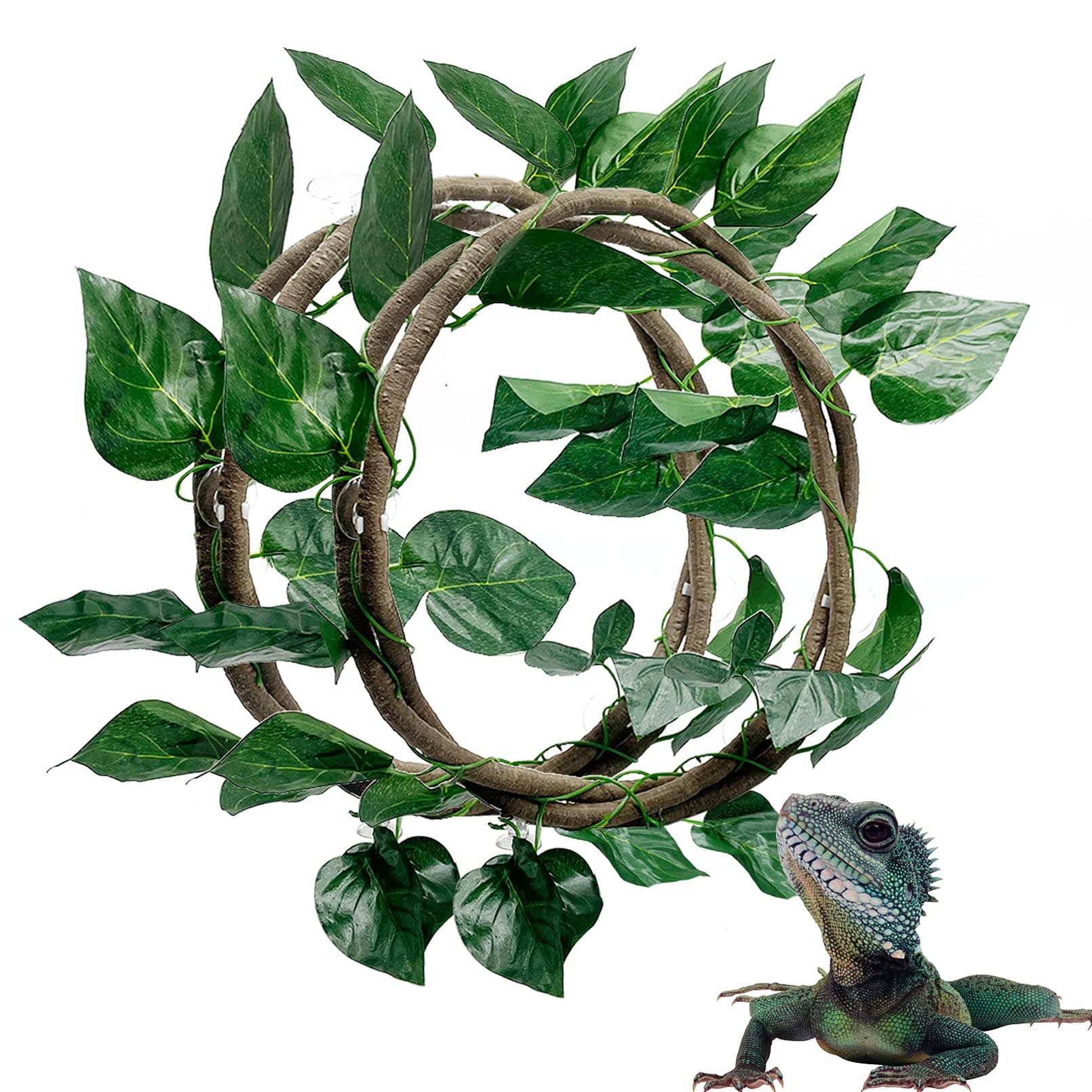 Hamiledyi 6.5 FT Reptile Vines for Enclosure 4 Pcs Flexible Bend-A-Branch Jungle Vines with Suction Cups for Bearded Dragon Climbing Habitat Decor for Lizard Gecko Snake Chameleon Frog Hermit Crab