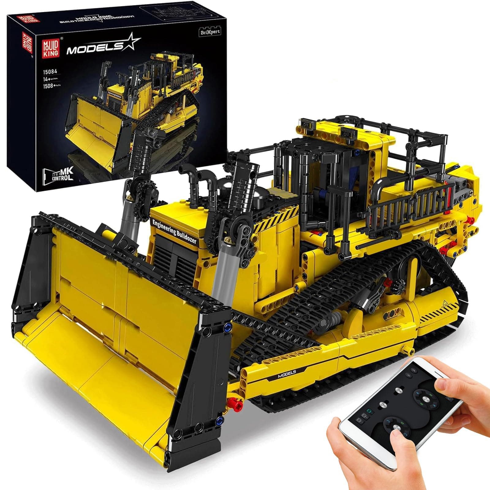 Bulldozer Technique Building Set, App-Controlled 2.4G RC Bulldozer Truck Construction Vehicle Toys with Engines, DIY Engineering Model Sets for Adults/14+(1508 Pieces)