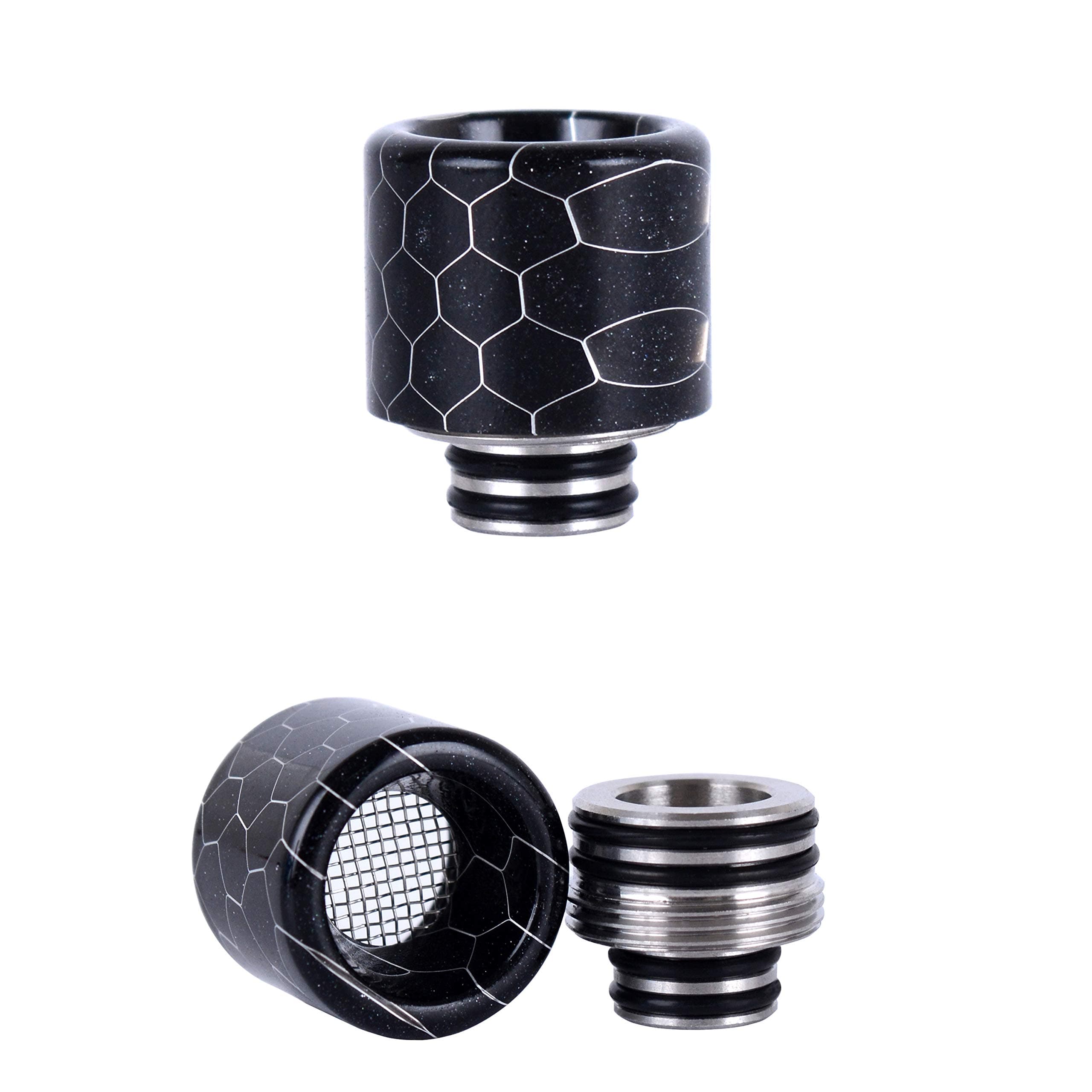 WOLFTEETH 510 810 2 in 1 Resin Drip Tip, Stainless Steel 2 in 1 510 810 Adapter, Detachable Anti-Oil Splash Net, Mouth Pieces for Electronic Cigarette Vape Tank Devices, Nicotine Free Black 127801