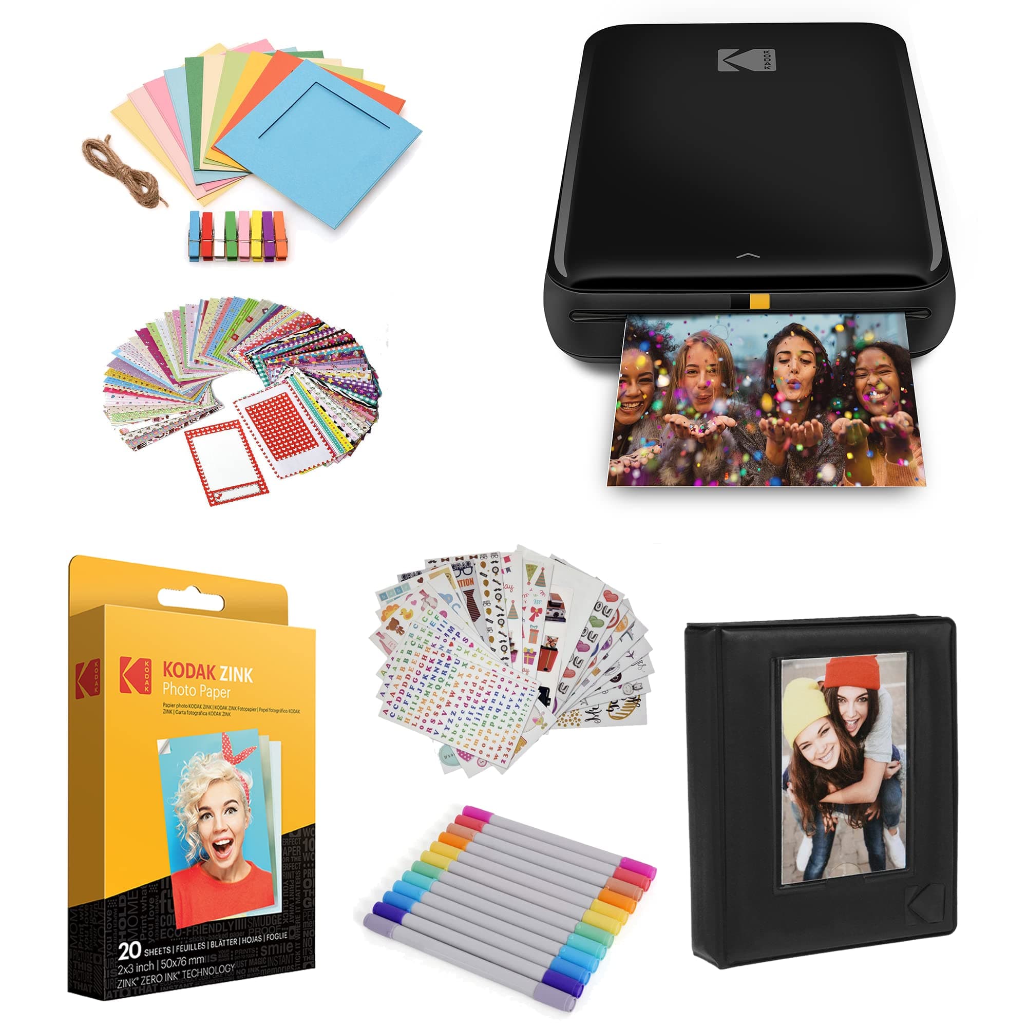 Kodak Step Printer, Wireless Mobile Photo Printer Zero Ink Technology & Kodak App for iOS & Android (Black) Gift, Starter Bundle