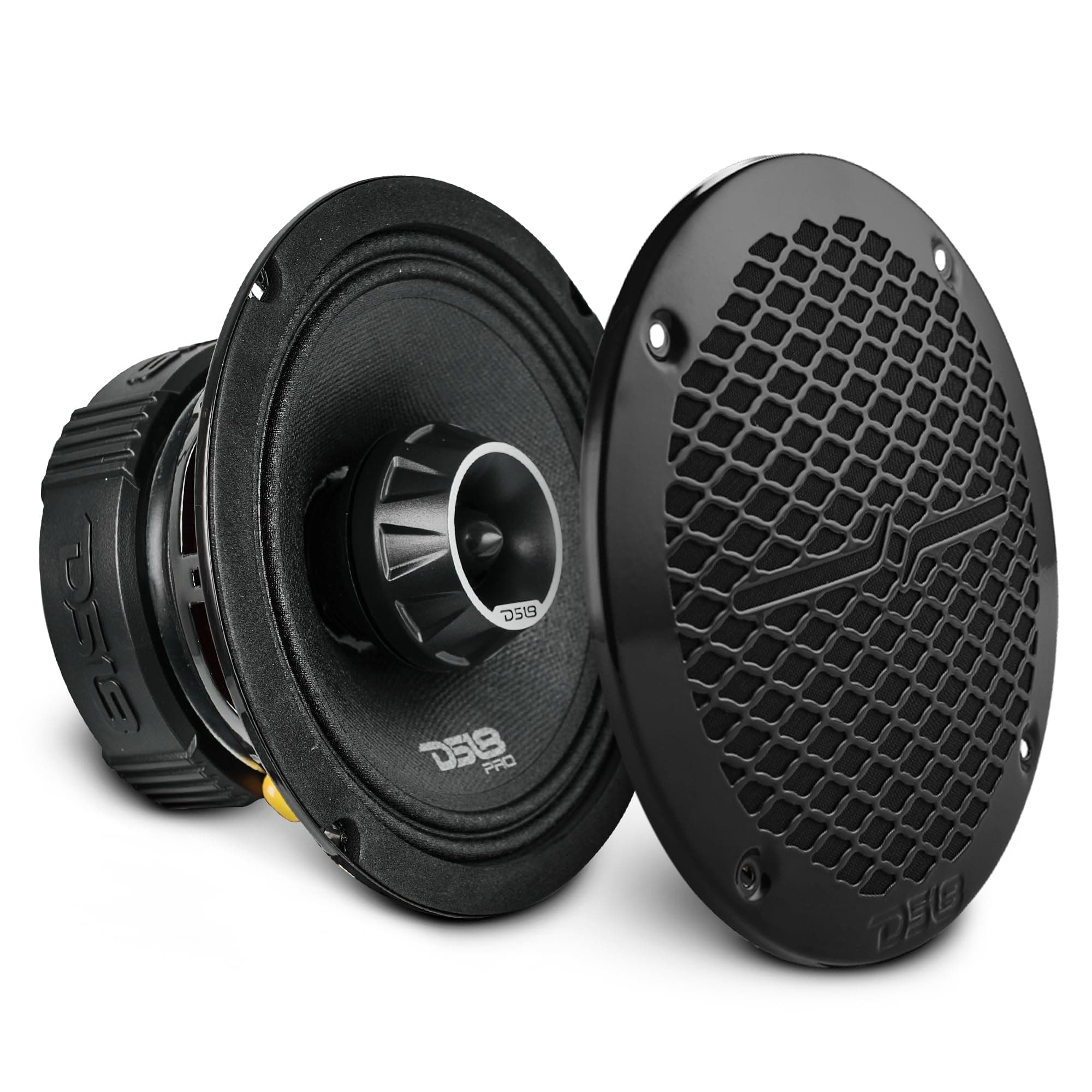 PRO-ZT6 6.5-Inch 2 Way Pro Audio Midrange Speakers with Built-in Bullet Tweeter 4-Ohms 450W Max 225W RMS Water Resistant - Black Metal Mesh Grill Included (1 Speaker)