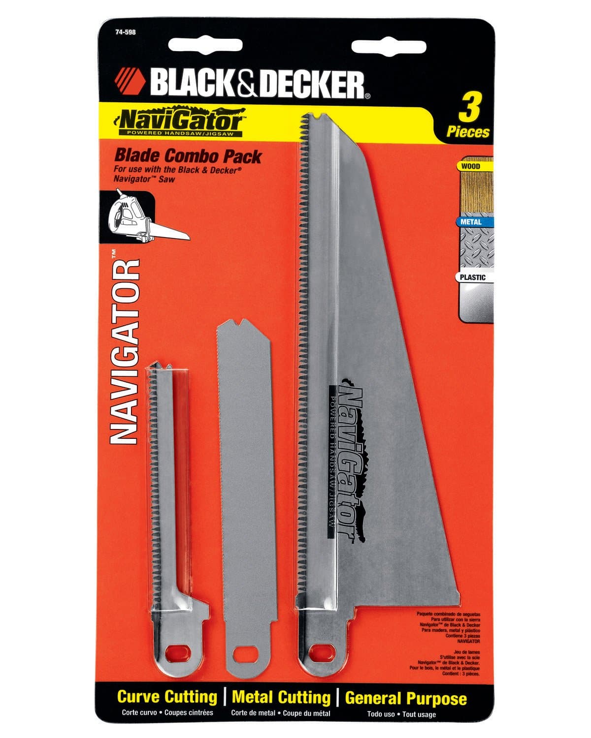 BLACK+DECKER Replacement Blade Set For Electric Hand Saw, Navigator Models, 3-Piece (74-598)