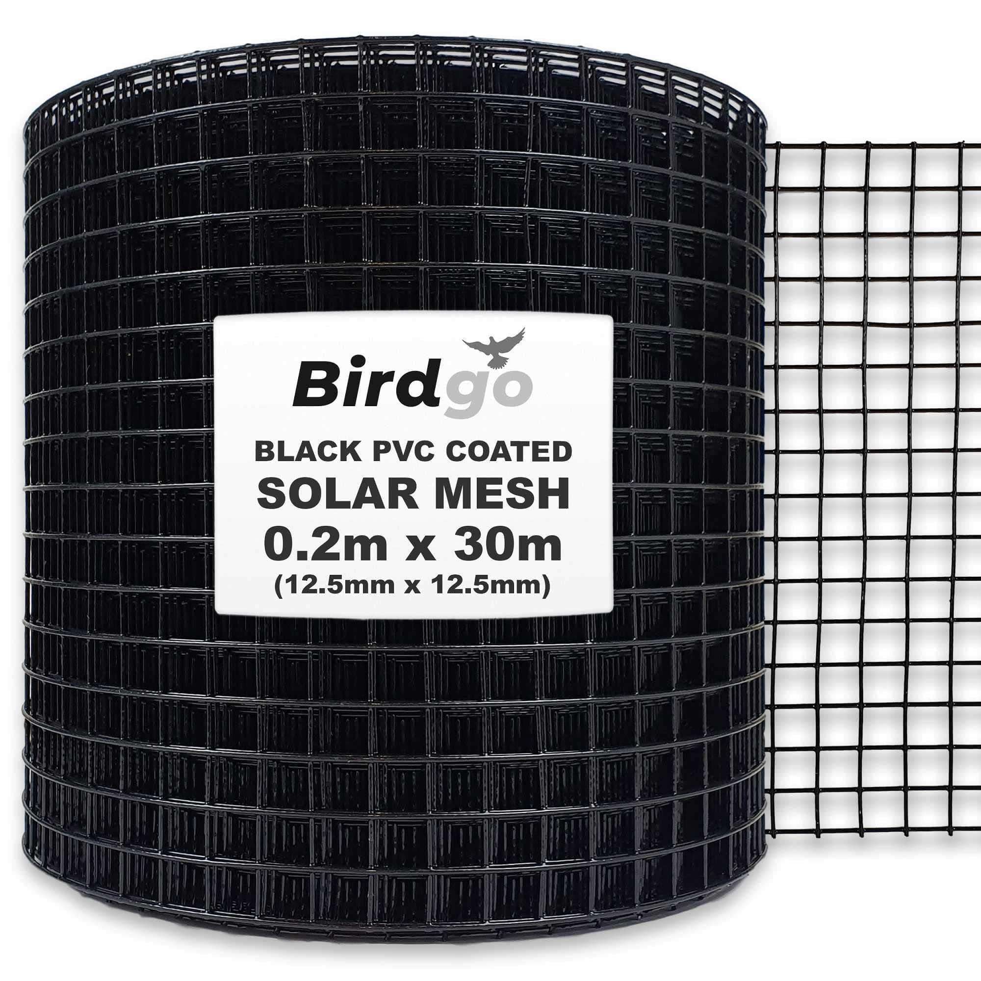 30m Black PVC Coated Solar Proofing Bird Mesh - Prevention Control Barrier to Stop Pigeons Nesting Under Roof Solar Panels…