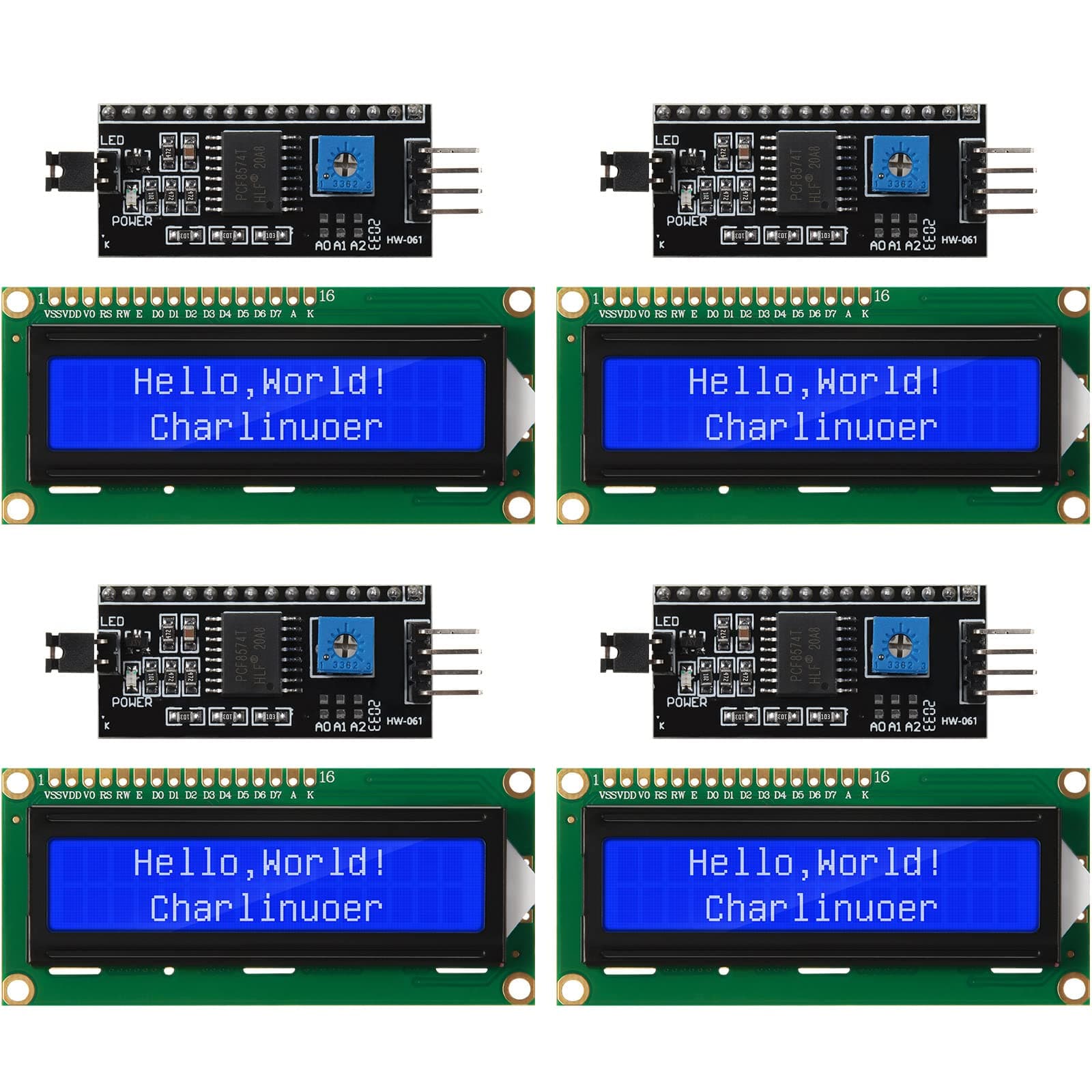 Weewooday 8 Pieces IIC/ I2C/ TWI LCD Serial Interface Adapter and LCD Module Display Blue Backlight Compatible with Arduino R3 MEGA2560 (LCD 1602 16 x 2)