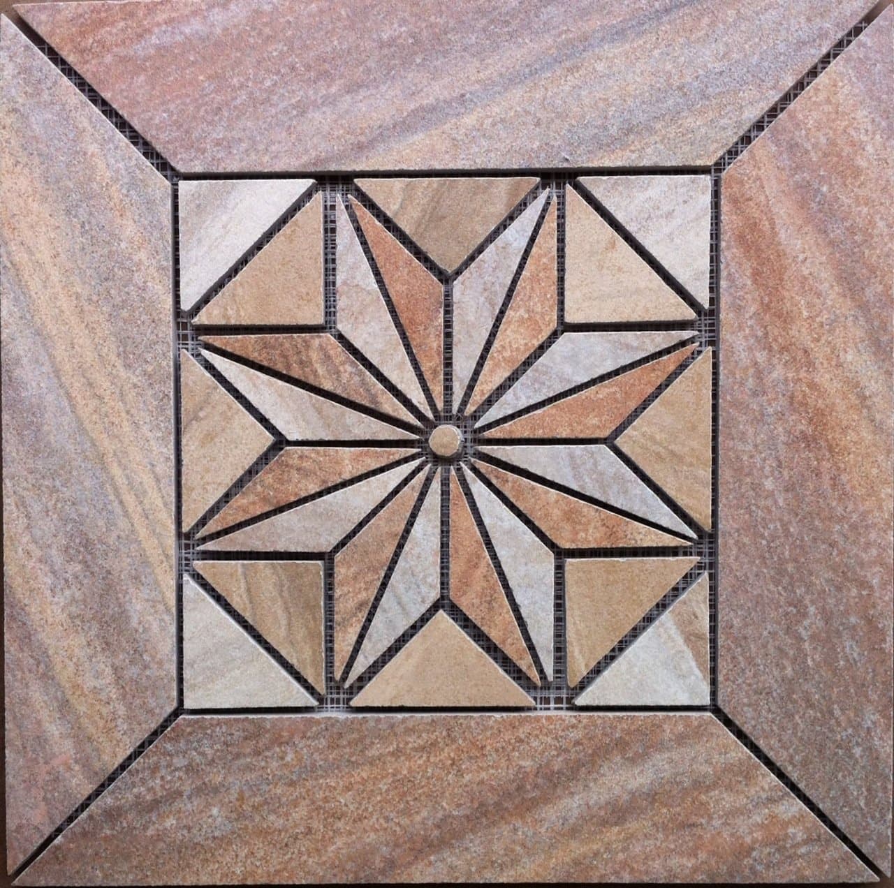 13 1/8" X 13 1/8" Ragno Boardwalk Tile Medallion Mosaic Inlay