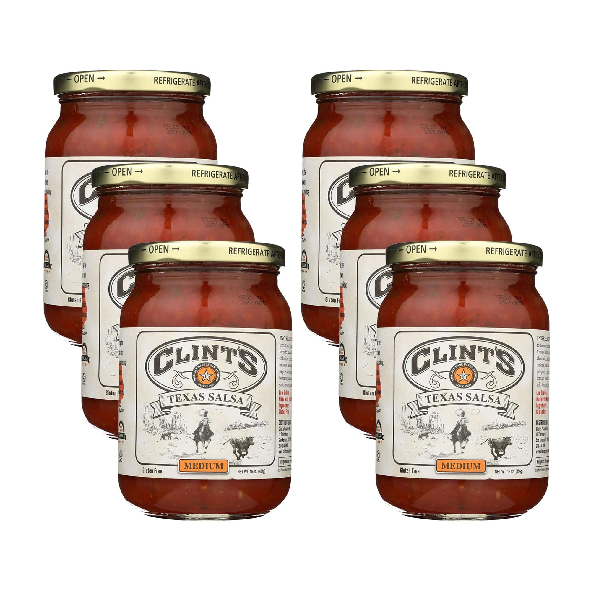 Clint's Texas Medium Salsa, 16-ounce Jars (Pack of 6)
