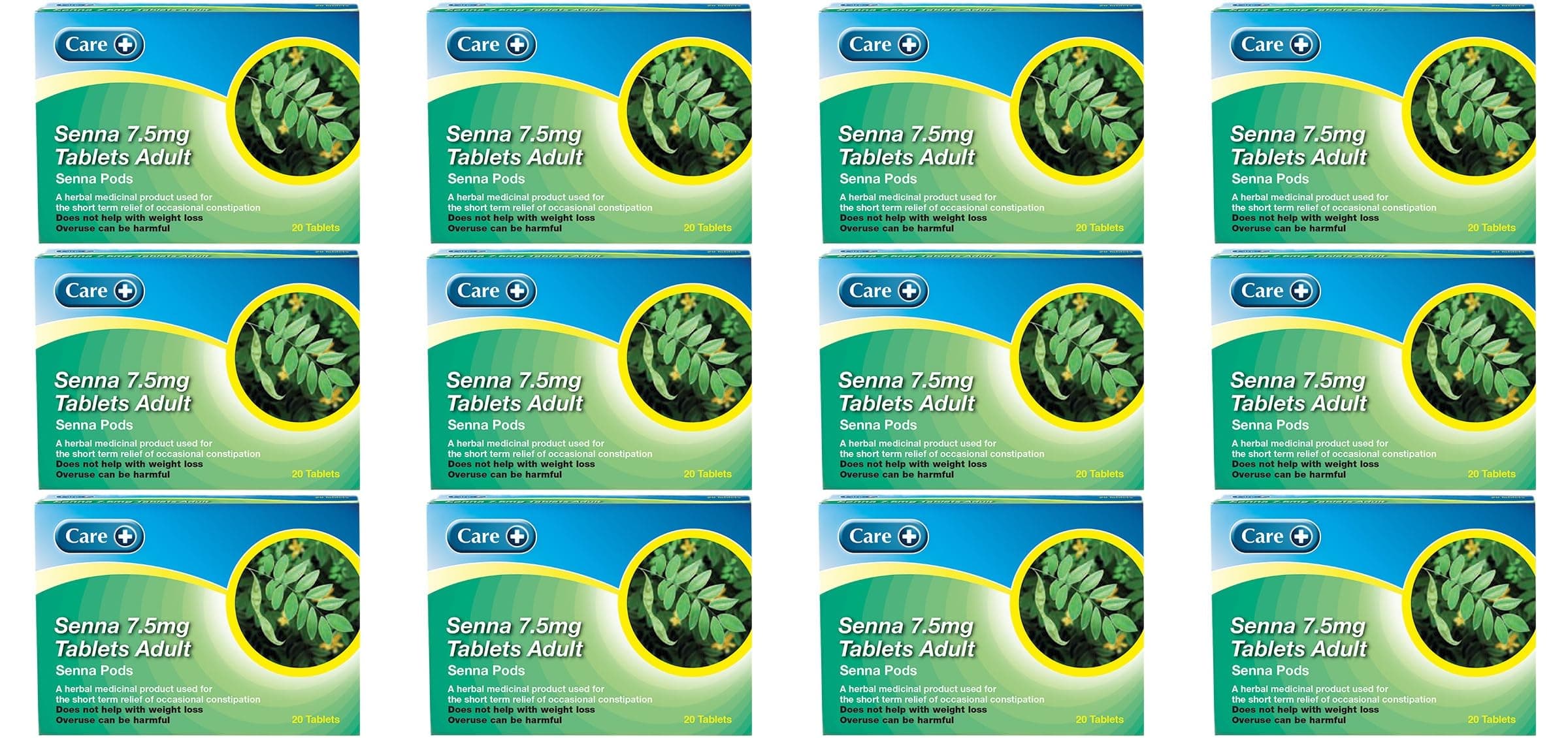 12 x Care Senna 7.5mg 20 Tablets - Constipation Relief (Three Packs)