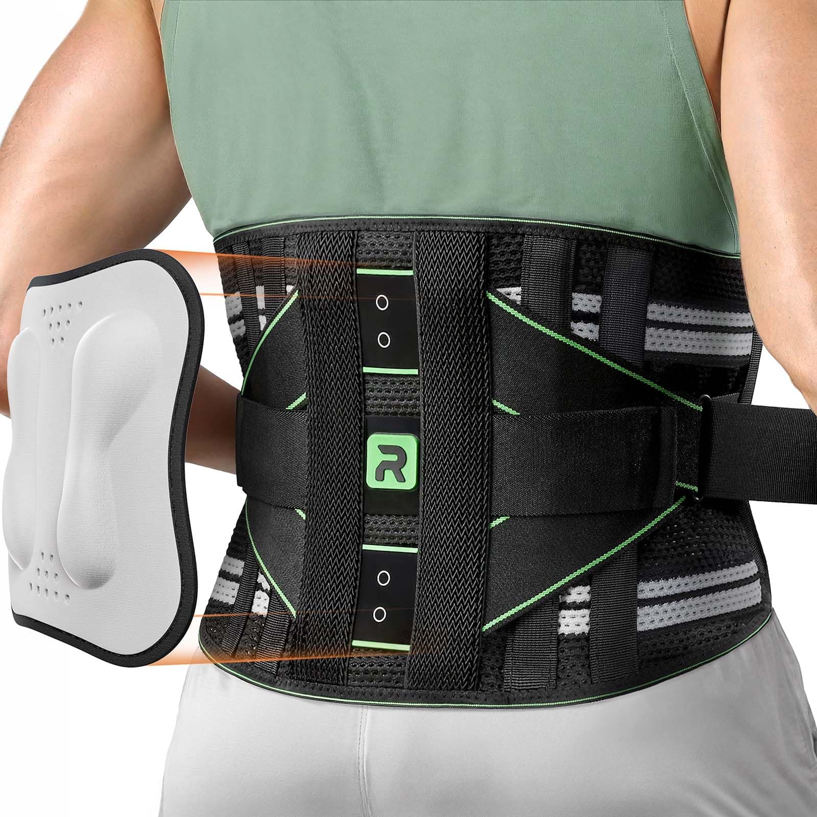 Back Support Belt for Men Women, 8x Lumbar Support with 3D Pad, Breathable Back Brace for Lower Back Pain Relief, Herniated Disc, Sciatica (Green, XL)