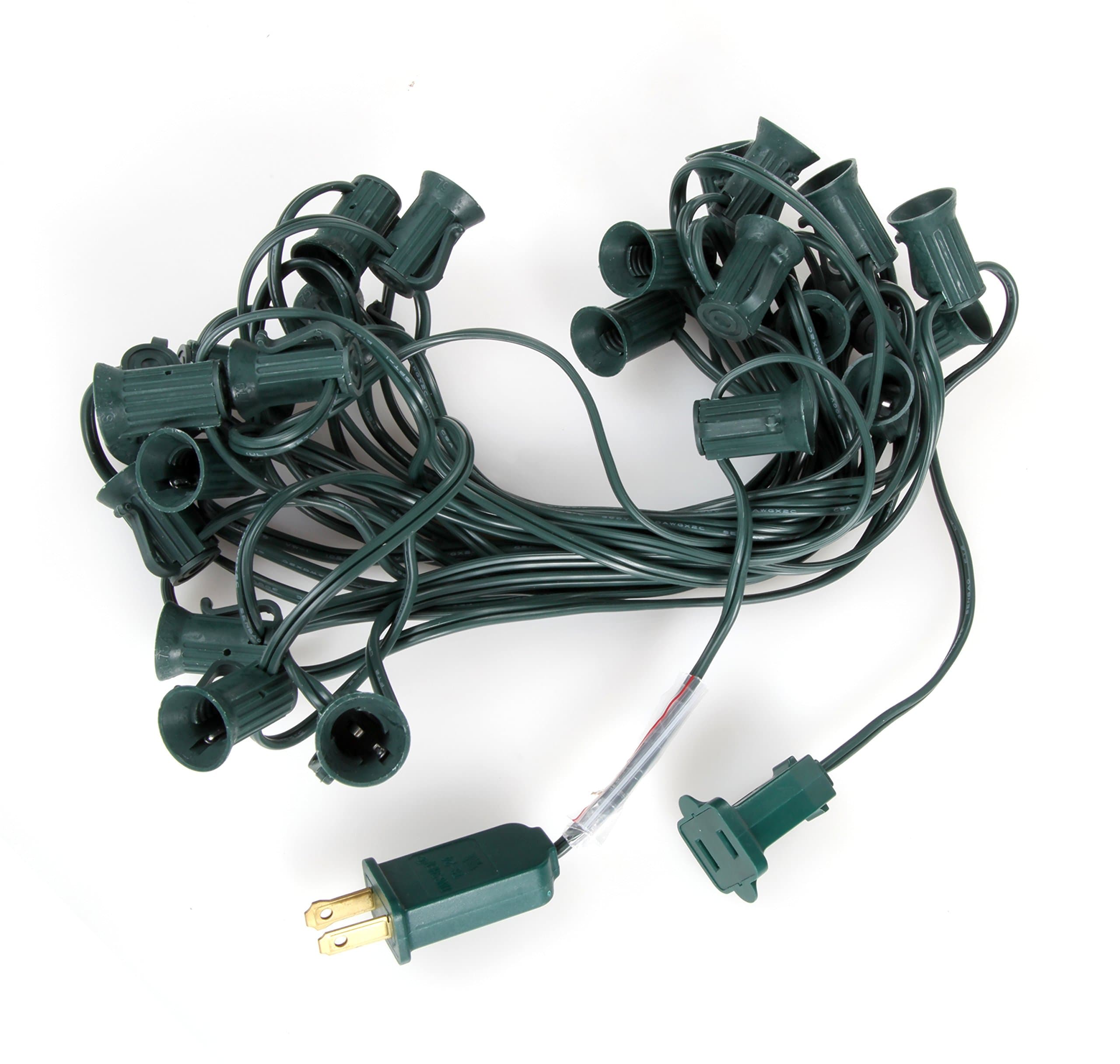 G40 Light String Outdoor/Indoor, 25ft Water Resistant, UL cert, NO bulbs included BUT $5 off EVERY Box of 25 matching bulbs bought together, No Limit on 25 bulb sets Purchase.. Optimal Installation Convenience & Safety. Longtime Favorite "Tuscan" style. Inspected & Packaged in USA. Purchase Supports Charity.