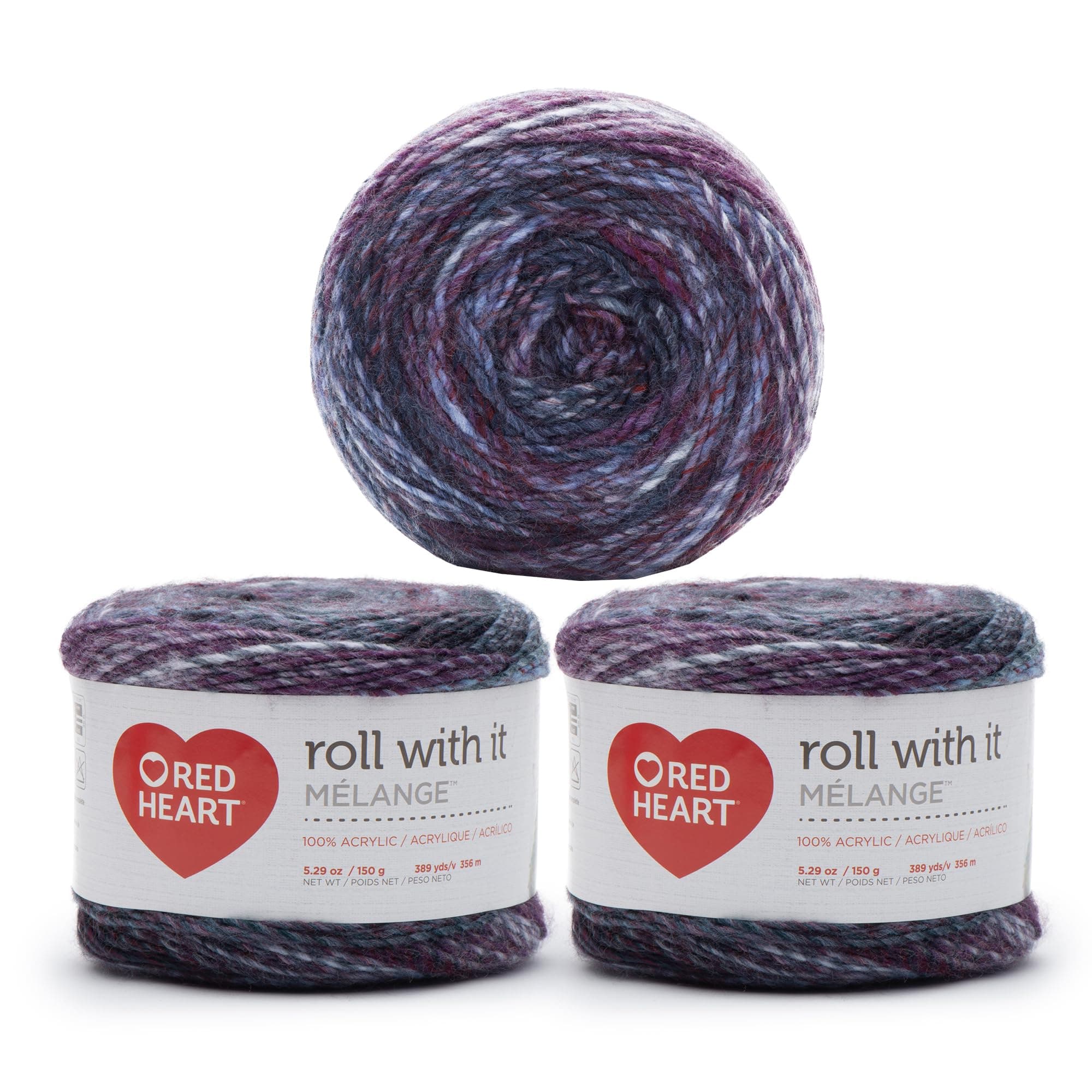 Red Heart Roll with It Melange Yarn, Autograph 3 Count