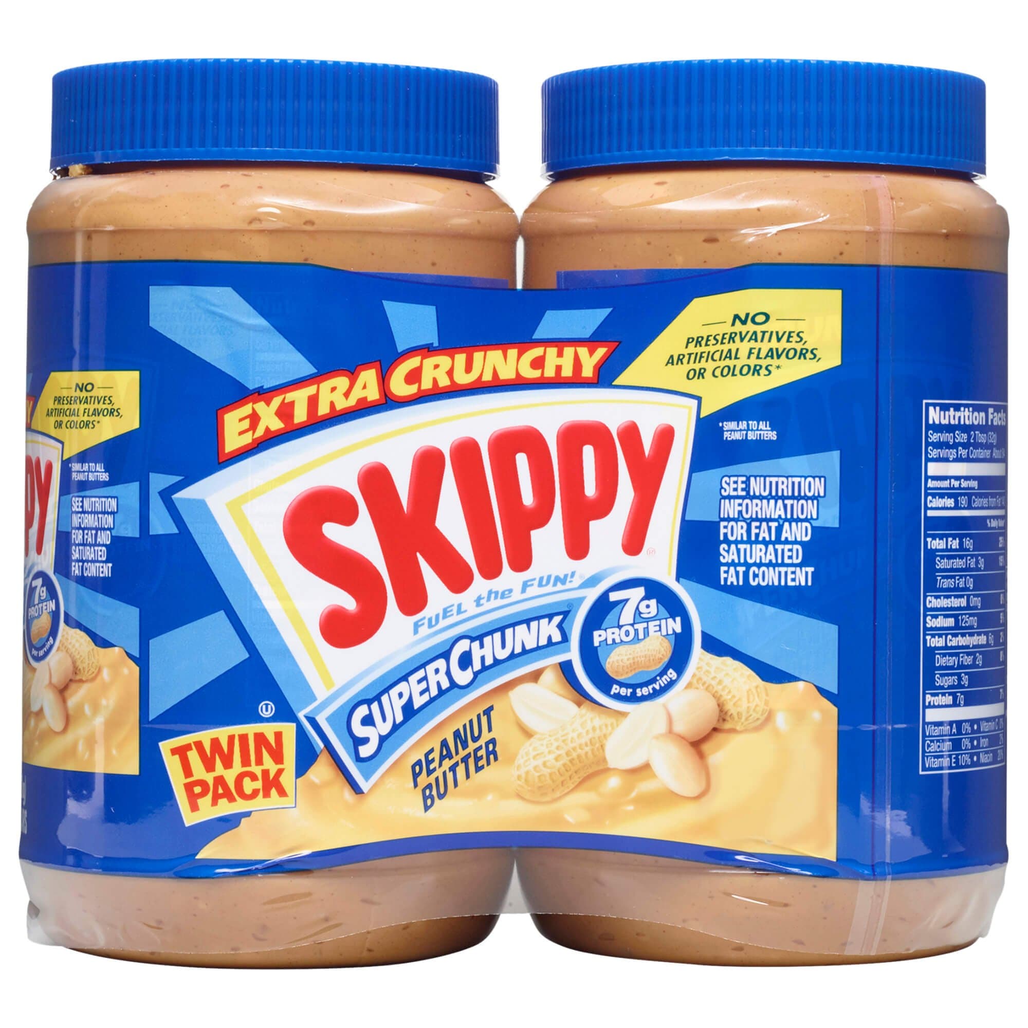 Peanut Butter, Super Chunky, 40 Ounce Twin Pack