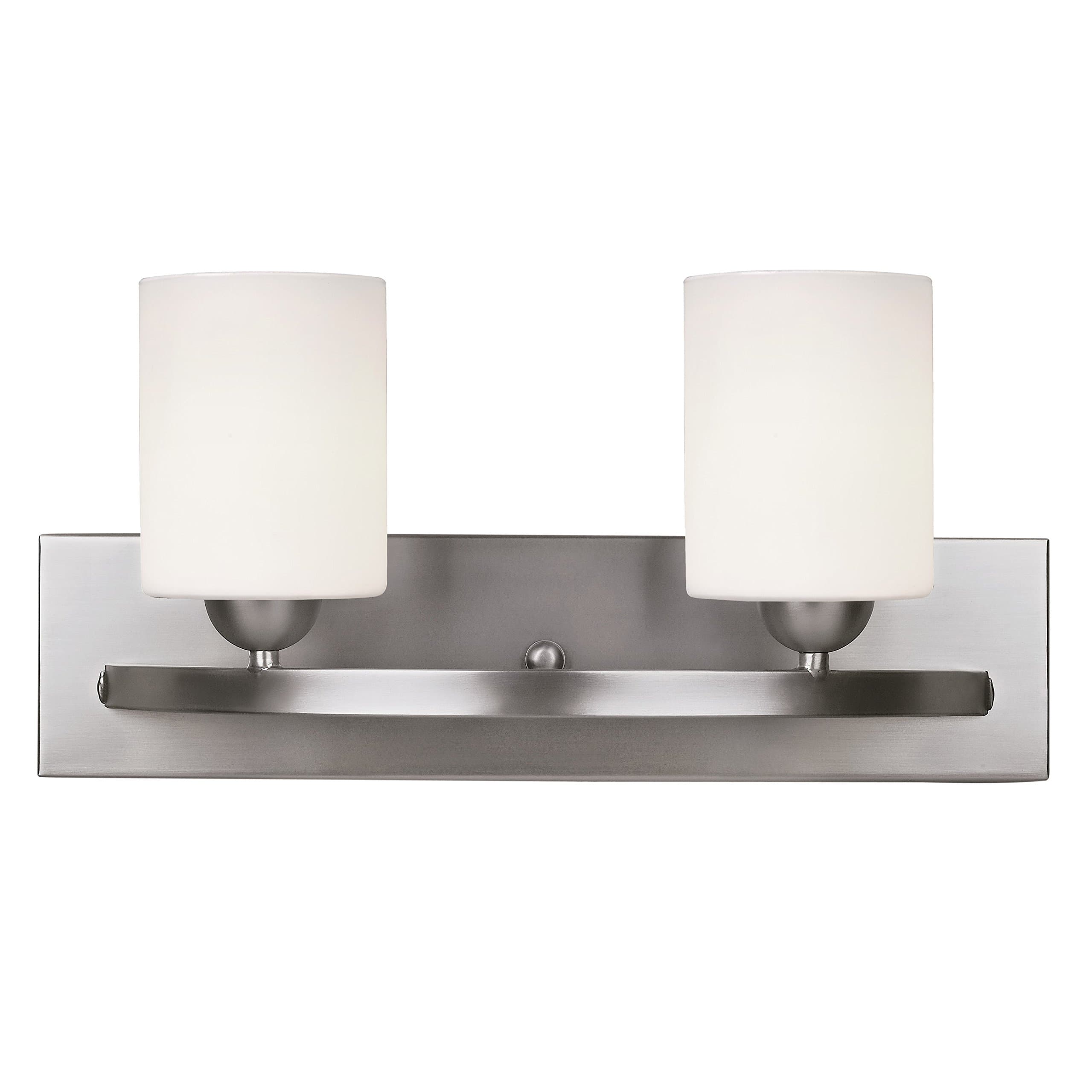 Leria Modern 2-Light Bathroom Vanity Wall Light , Brushed Nickel Fixture Finish with White Opal Glass Shades