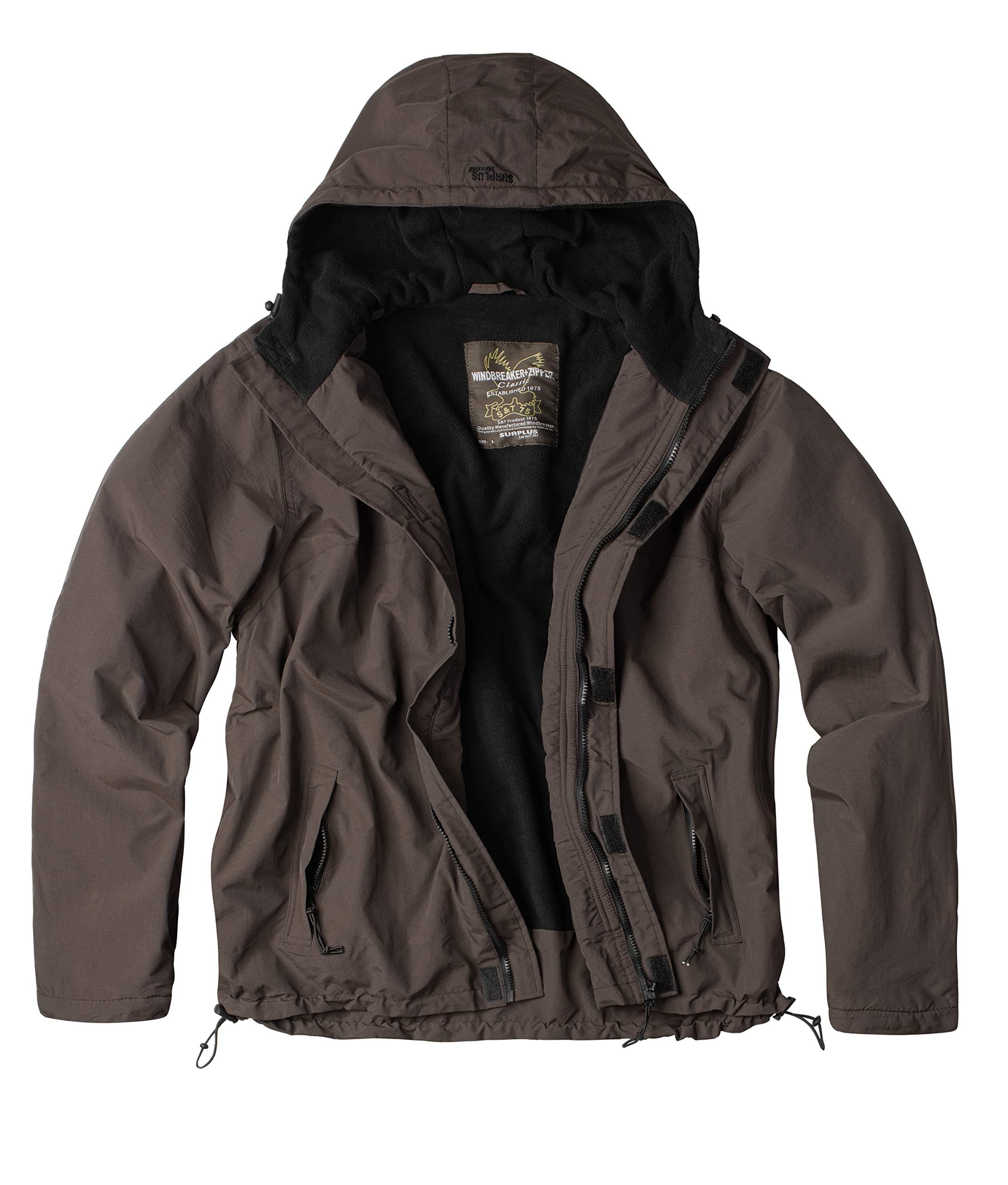 Surplus Men's Windbreaker with Zipper Brown