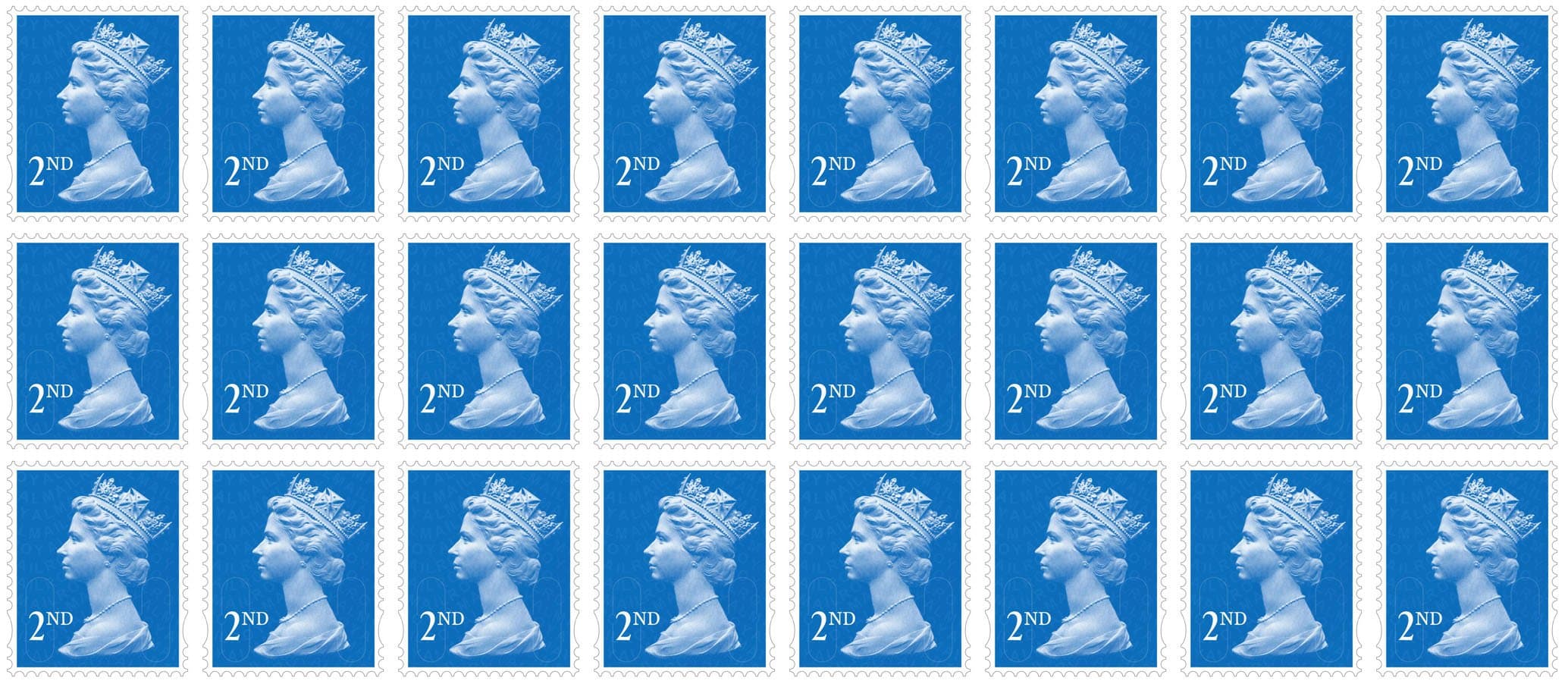 24 x 2nd Class Stamps - Royal Mail Postal Stamps - Self Adhesive